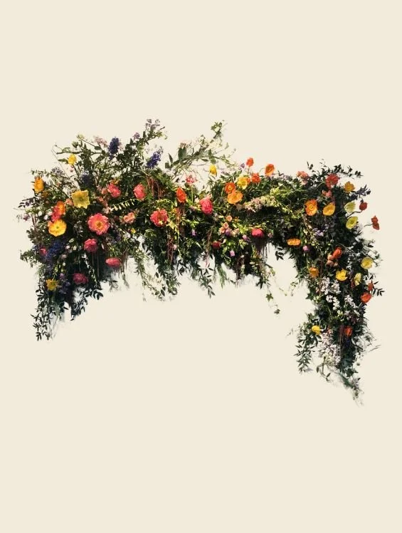 hanging floral installation for art event in NYC