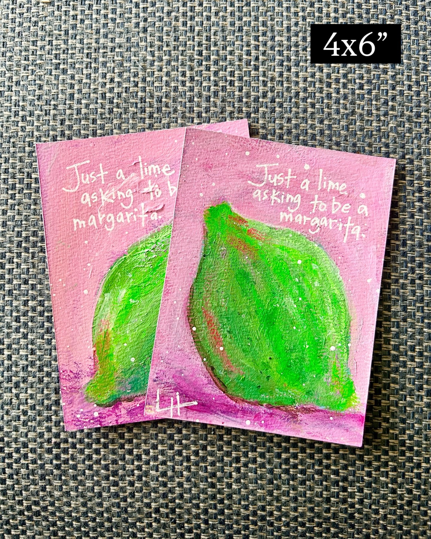 You asked, I listened!
I&rsquo;ve started making smaller, wallet-friendly works for collectors who&rsquo;ve been asking for originals on a smaller scale. 

These cuties are painted on heavy paper, tags with ribbon, and even vintage laminate floor til
