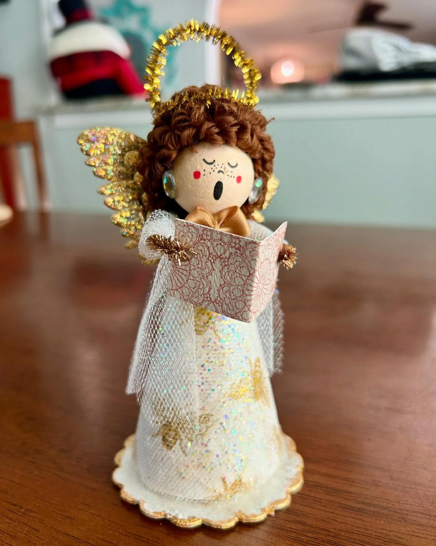 This spun cotton choir angel is sold, but posting her anyway because she&rsquo;s too sweet and too holiday to hide from the feed. 😇