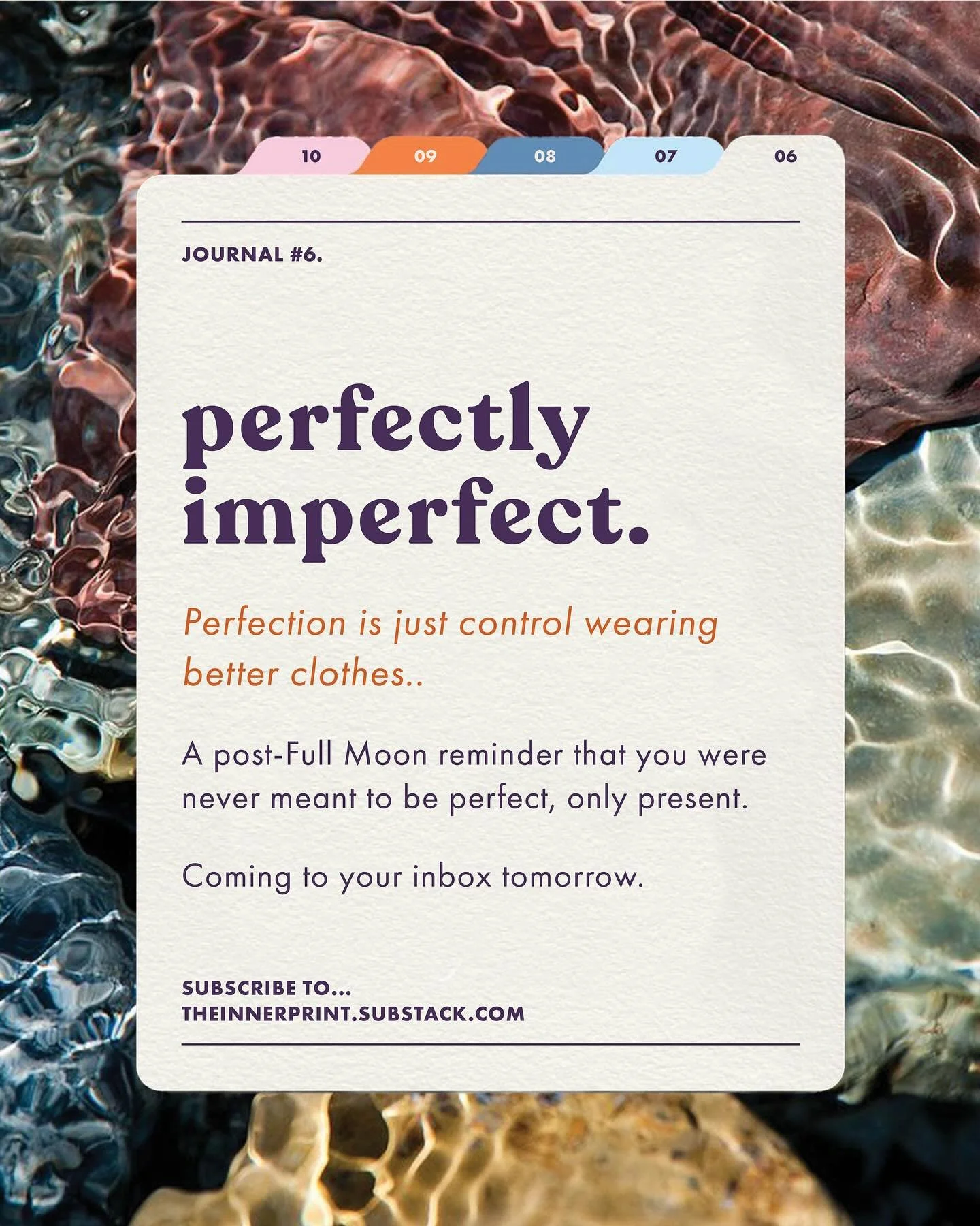 The Full Moon has passed but the light still hums. Leaving a soft reminder to release what you&rsquo;ve been perfecting. 
You don&rsquo;t need to prove your worth. You already are it.
 Perfectly Imperfect on The Inner Print Substack drops tomorrow. S
