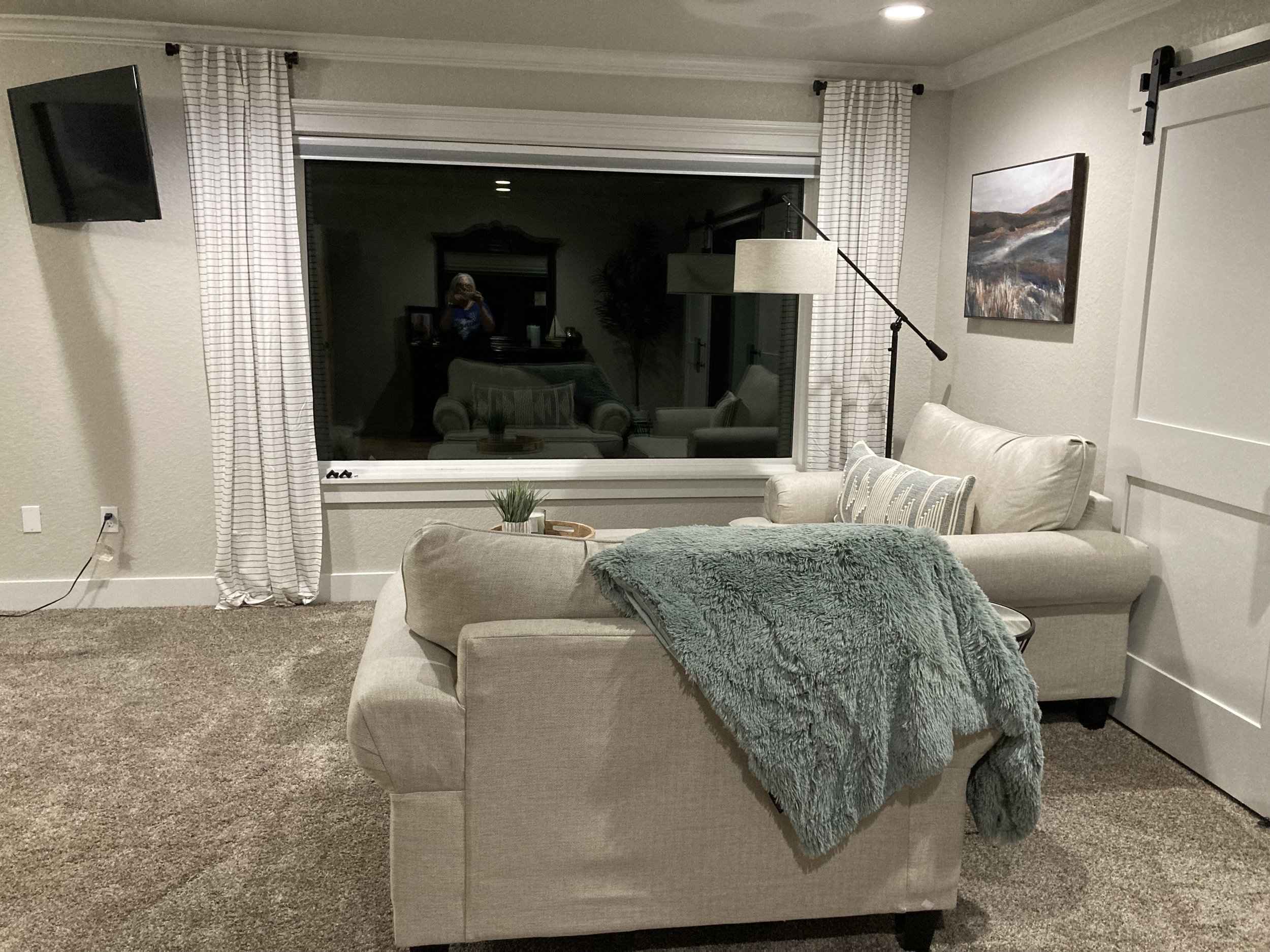 Honeycomb Shades (framed by drapery panels)