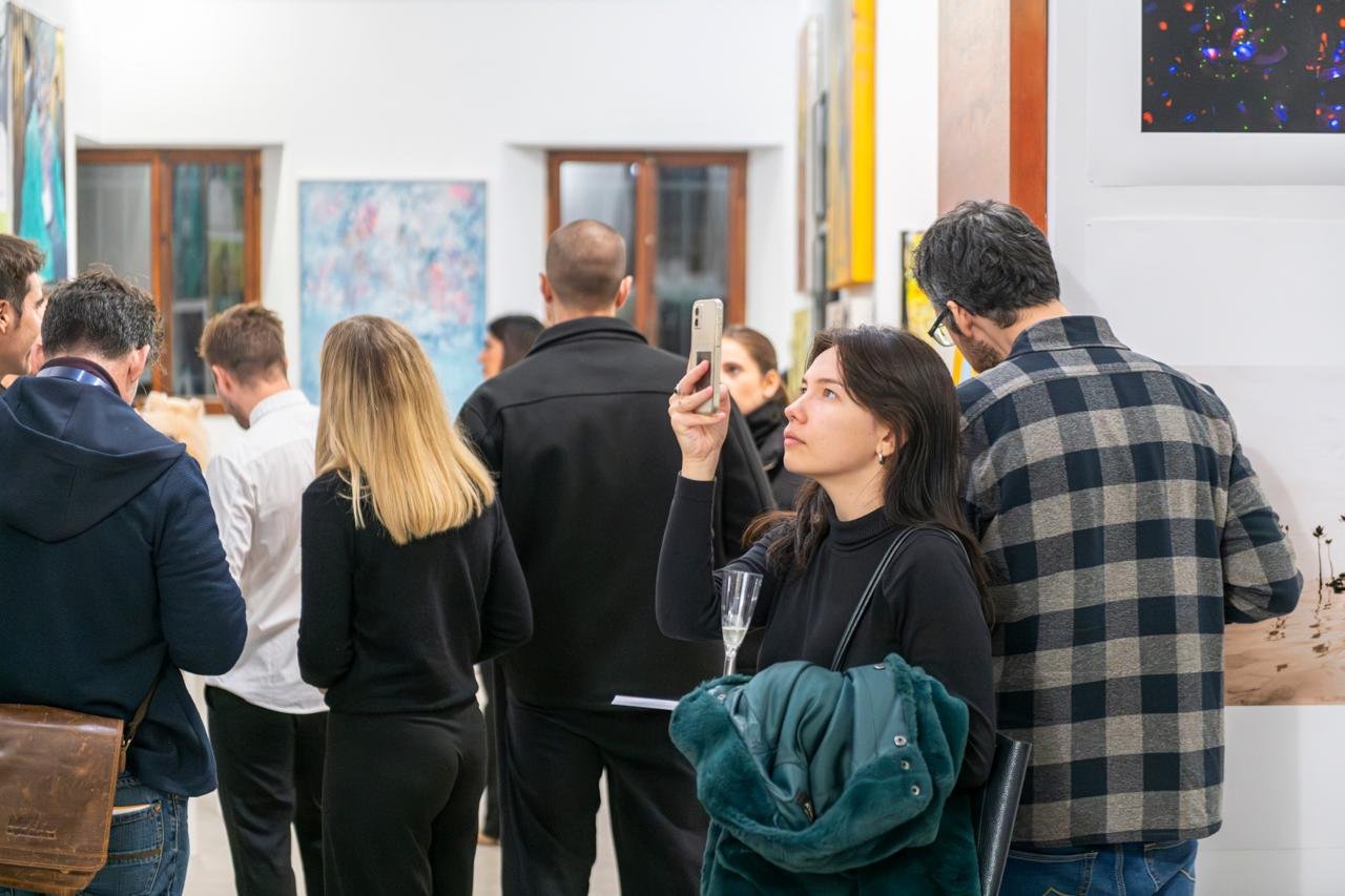 iris arnaud's painting called Blossom in a gallery during the biennale in Venise, Italy, in November 2024