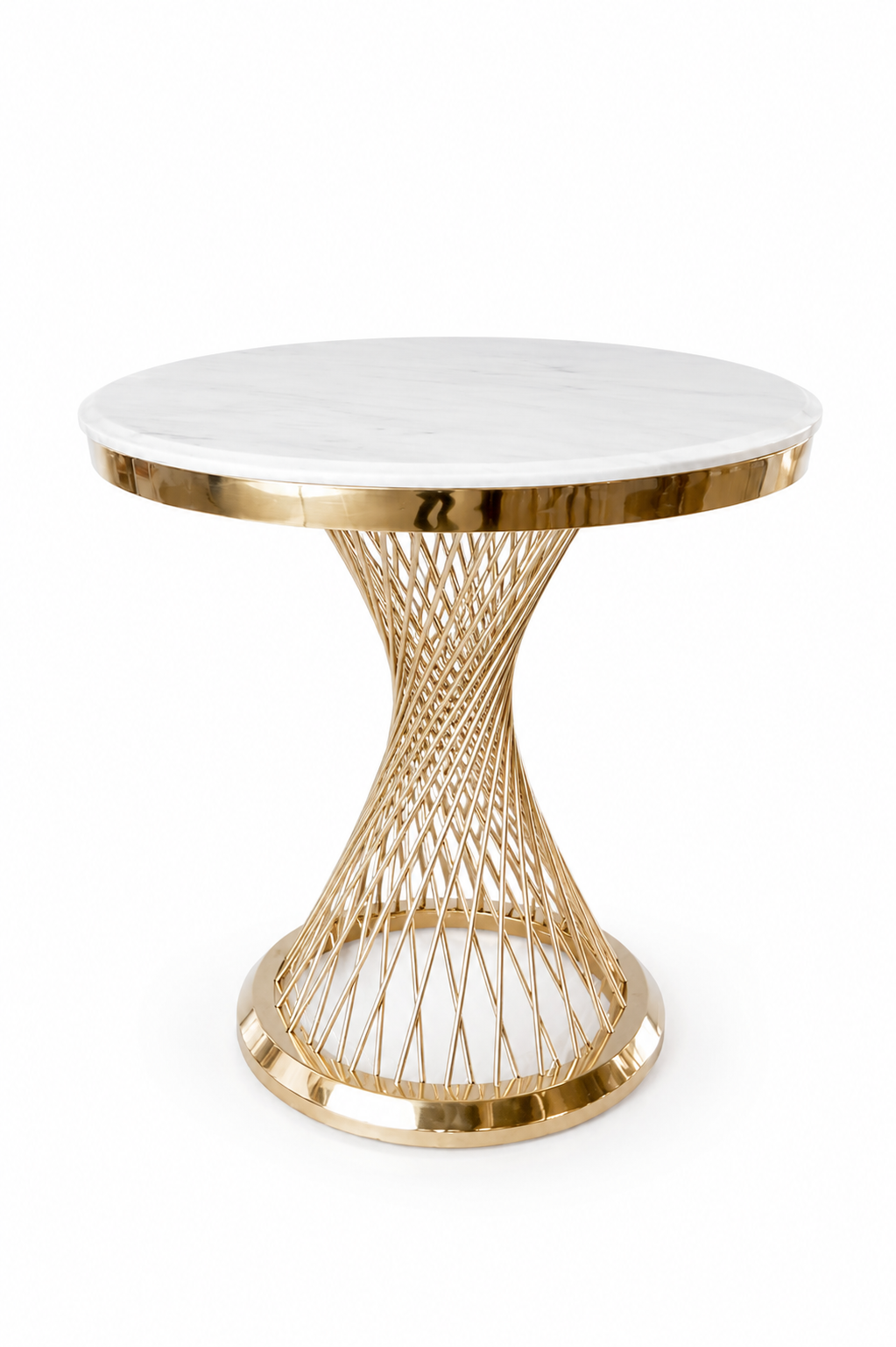 The Halo Twist Table 
36' White Marble
$100