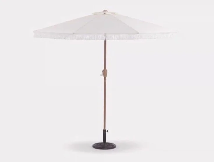 9' Cream Tassel Umbrella w/ stand 
$50