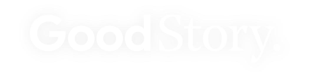 Text reads 'Good Story.' in black font on a white background.