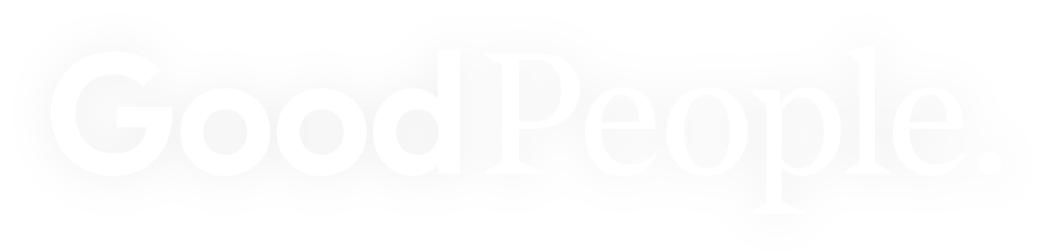 The image features the phrase "Good People." in large white text on a black background.