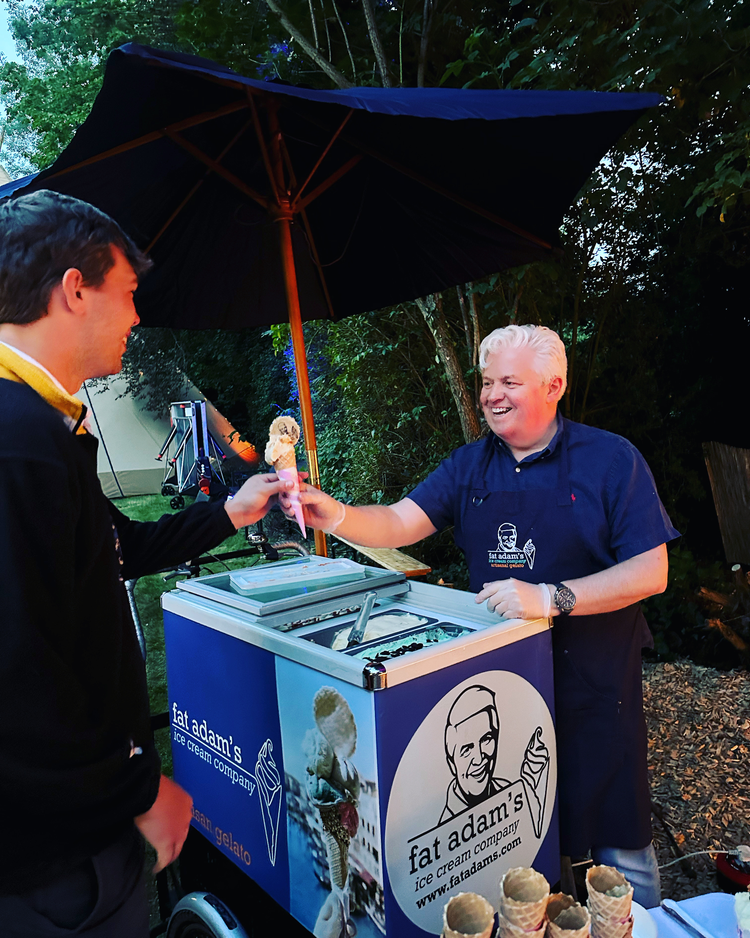 Adam serving from the Fat Adam's gelato cart