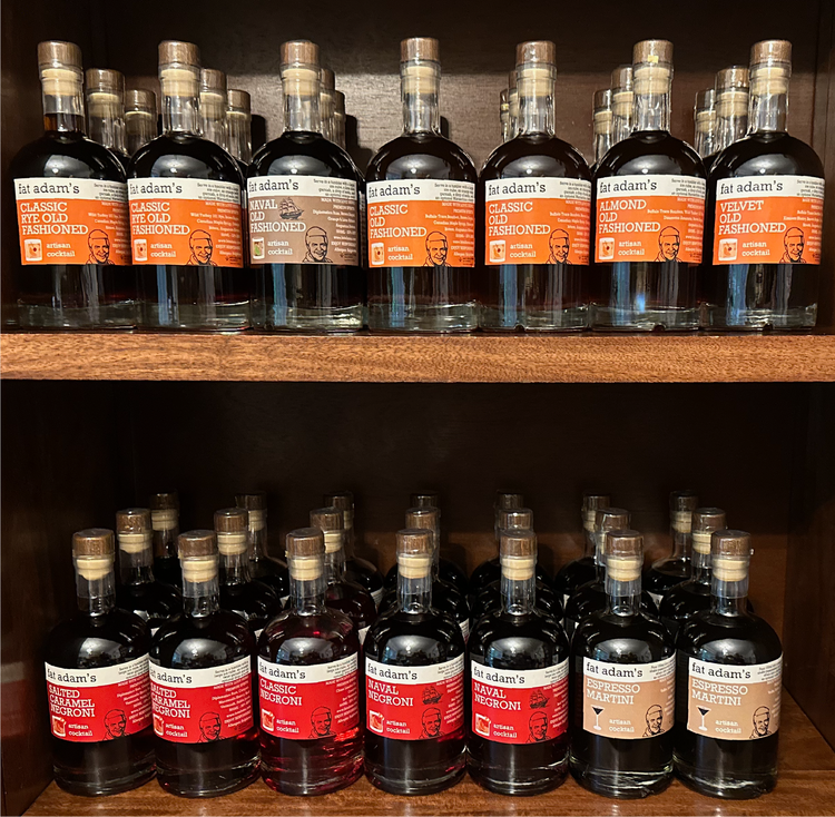 Shelves of Fat Adam's bottles