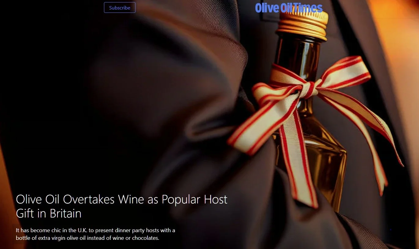 Wine is lovely. 
Chocolates are sweet.
But according to the Olive Oil Times, Britain&rsquo;s current dinner party gift of choice is none other than Extra Virgin Olive Oil &mdash; and honestly, we&rsquo;re delighted!

No more agonising over tannins or