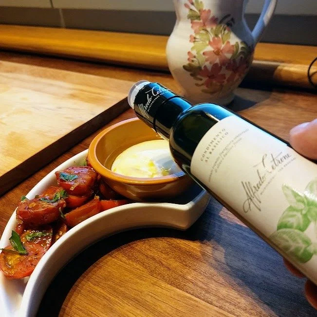 Pan seared, home grown + burrata + a drizzle of Alfredo Cetrone's incredible basil oil. 
The perfect combination for these late summer evenings. 
It&rsquo;s vibrant, delicious, and brings the best of the garden straight to the table.

Want to experie