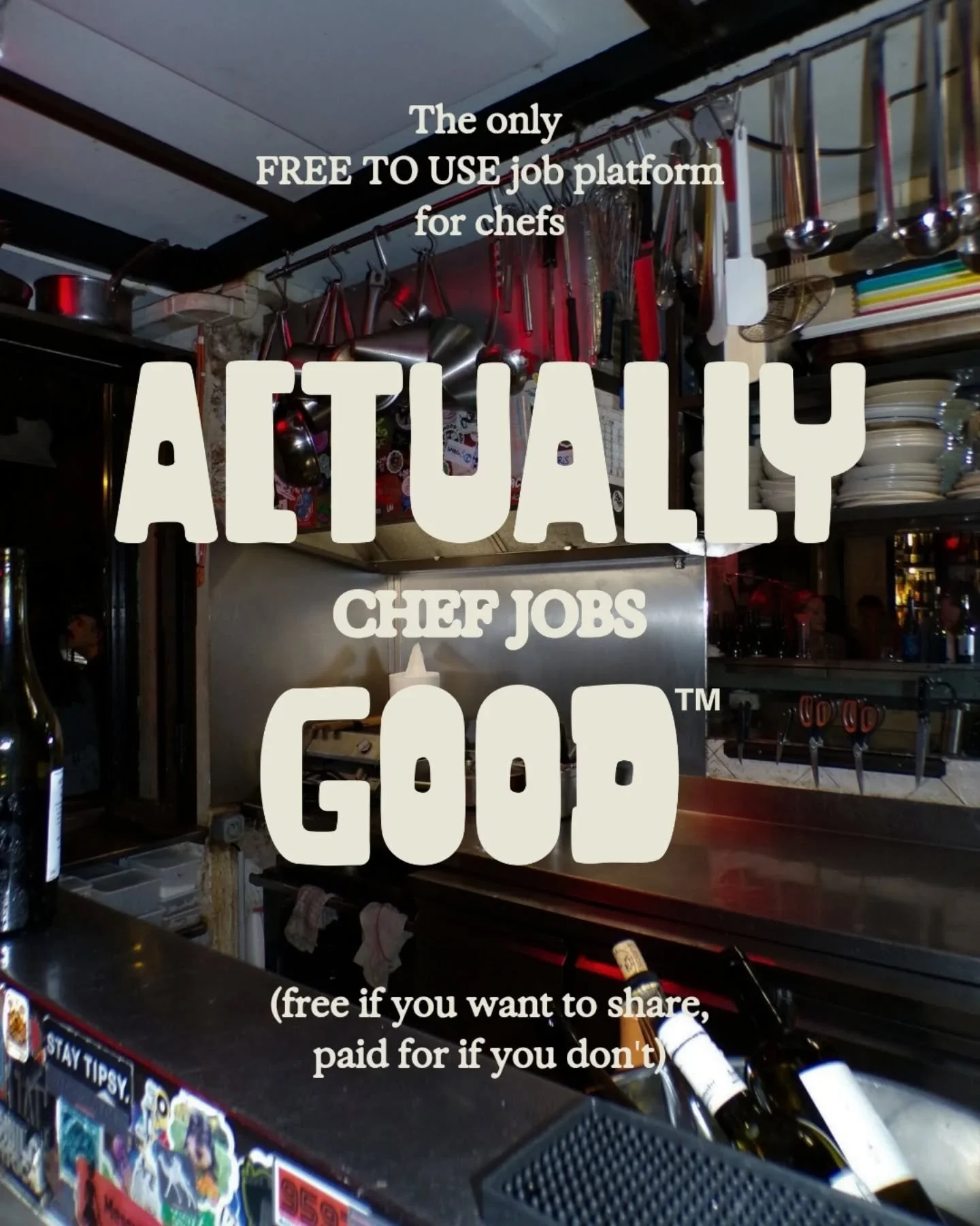 ACTUALLY GOOD CHEF JOBS

Every job we advertise is fairly paid (with transparent tronc) and with a contract of 48 hours or less.

FREE TO USE - if you want to share 💚

(There's a paid for option if you don't 👀)

AG