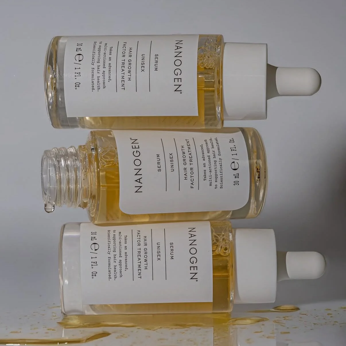 Introducing the HAIR GROWTH FACTOR serum from @officialnanogen 

After just 8 weeks of use, participants reported:
&bull; 92% noticed an improvement in the appearance of their hair
&bull; 91% said their hair looked healthier
&bull; 89% noticed an ove