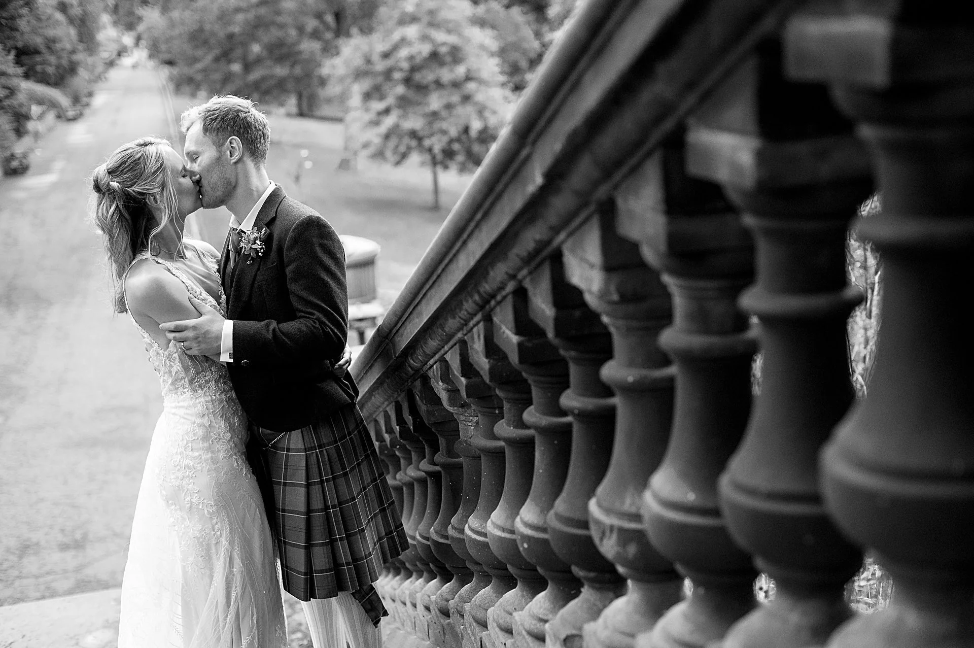Couple on steps in Princes Street Gardens Edinburgh