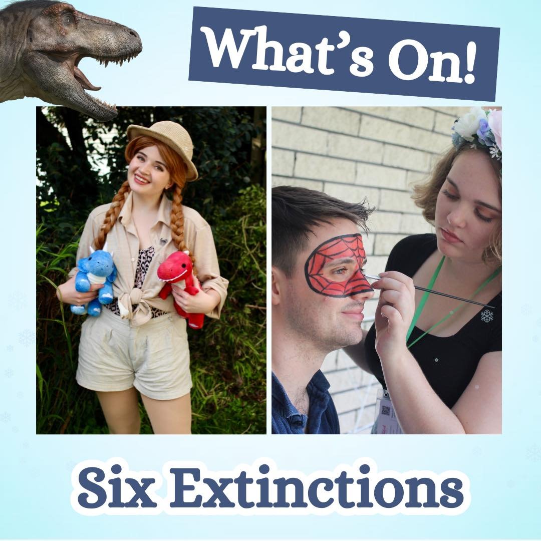 Listen up mini dino fans! 🦖

The event &lsquo;Six Extinctions&rsquo; is on this Saturday at the Waikato Museum | Te Whare Taonga o Waikato!! 

Come and enjoy this epic event, and meet Dr. Dino! Or you can get your face painted by our incredible Ench