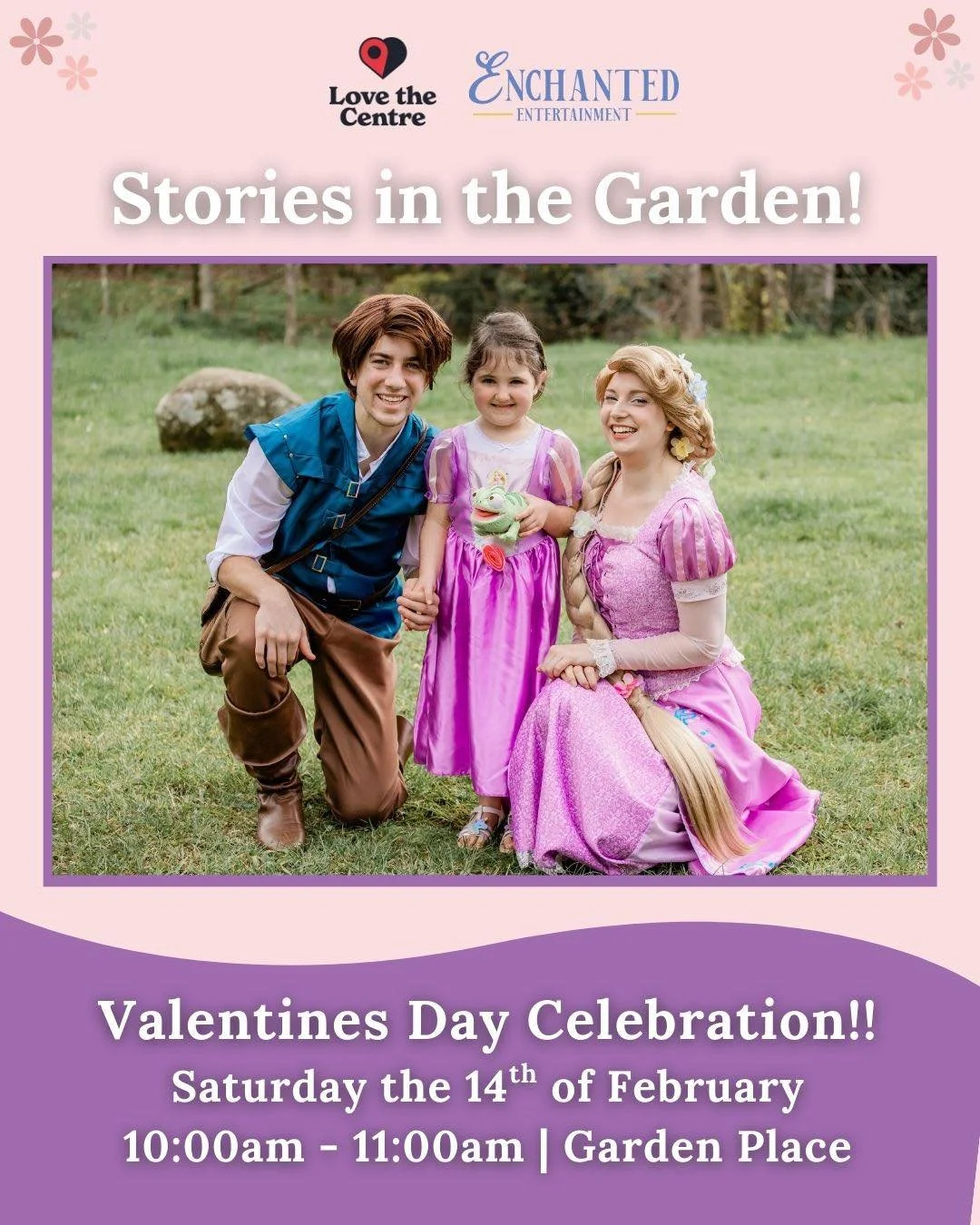 What&rsquo;s On - Stories in the Garden (Valentines Day edition) 🌹💐

Join Rapunzel and our rare character Flynn for a Valentines Day-themed Tangled adventure in Garden Place this Saturday at Stories in the Garden!

This fairytale couple are ready t