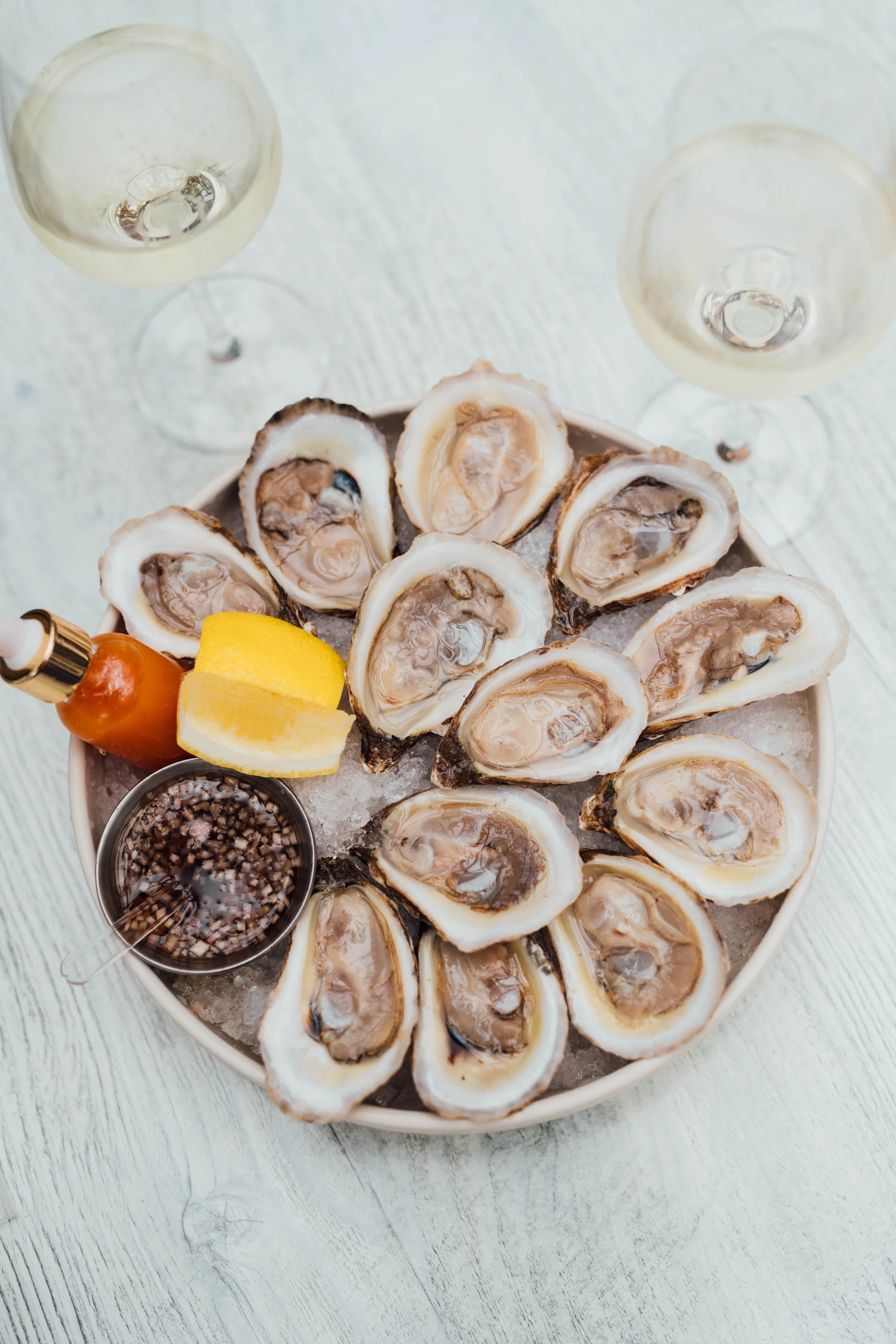 Fresh Oysters served raw