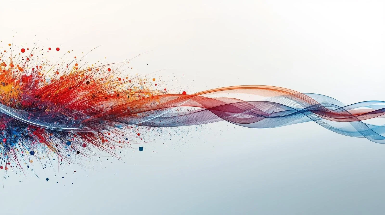 Red and blue colors flowing and then smashing together