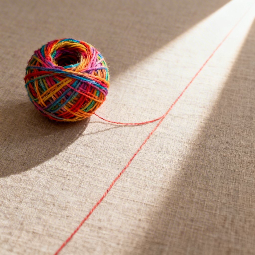 a ball of yarn with a strand pulled out