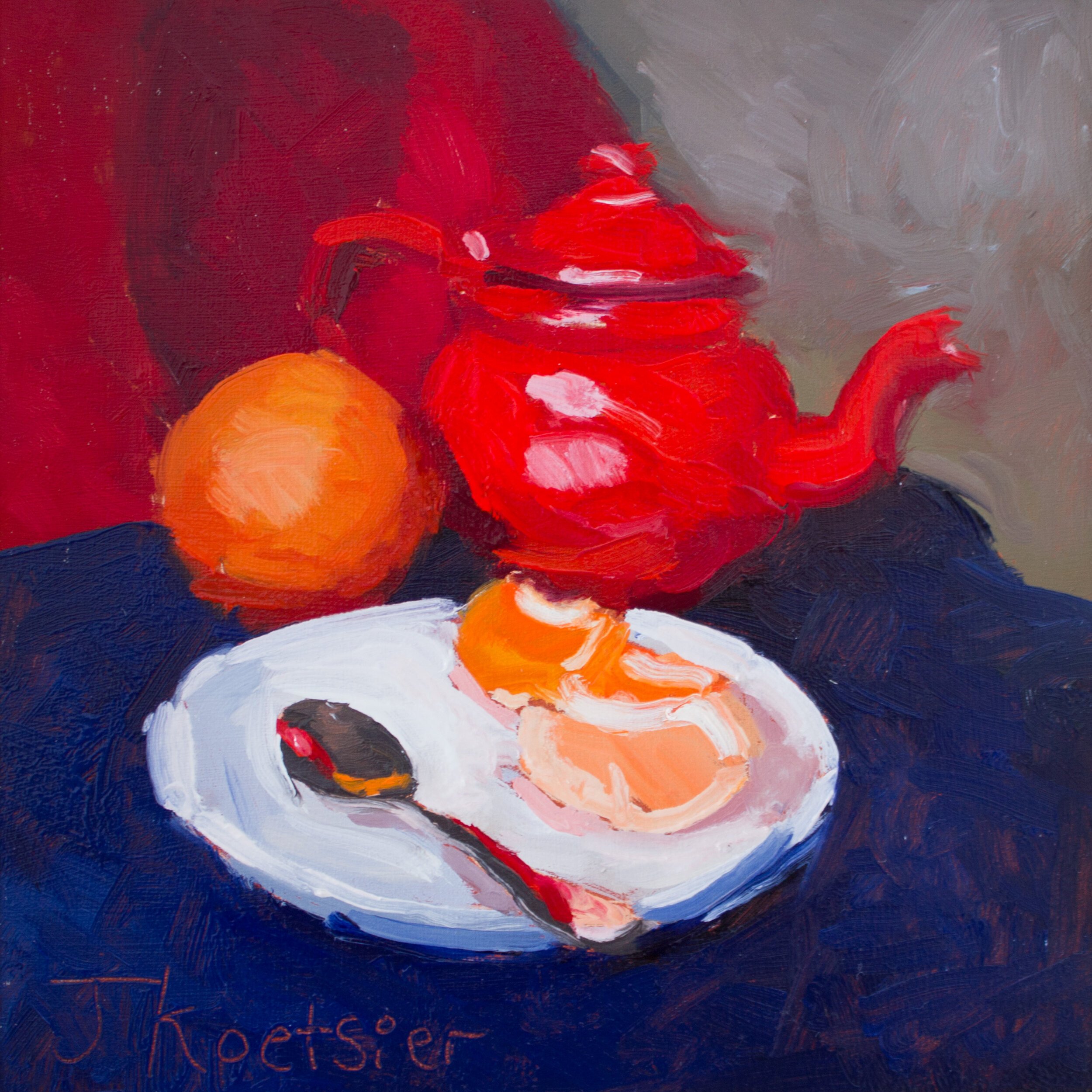 My red enamel teapot from France