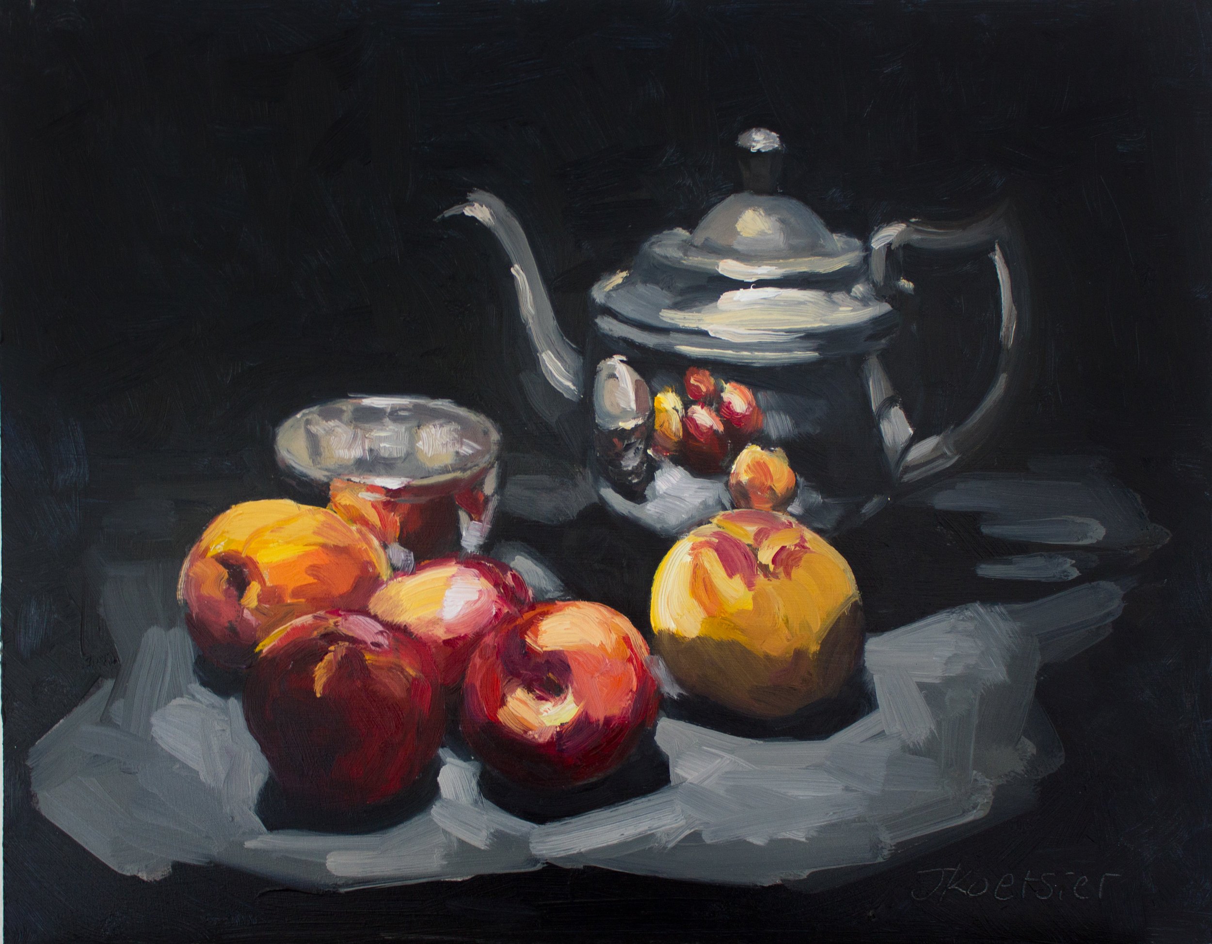 Peaches, Nectarines and Tea pot