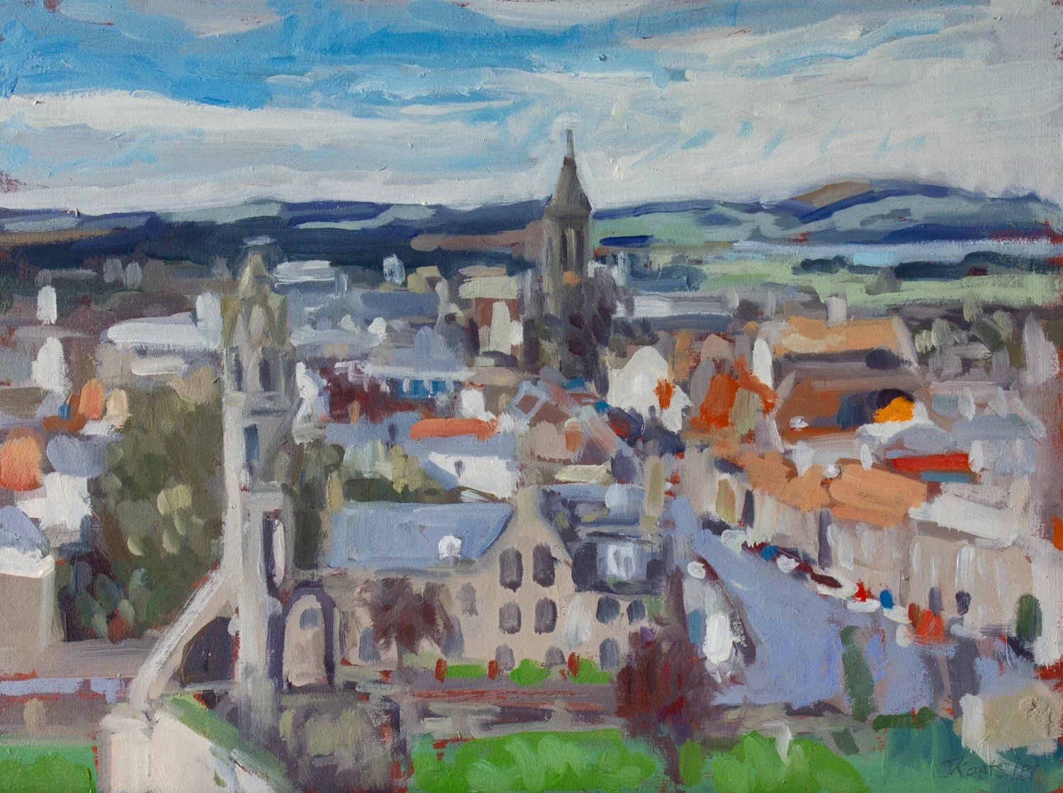 View of St Andrews from St Rule's Tower, oil painting by Jonathan Koetsier