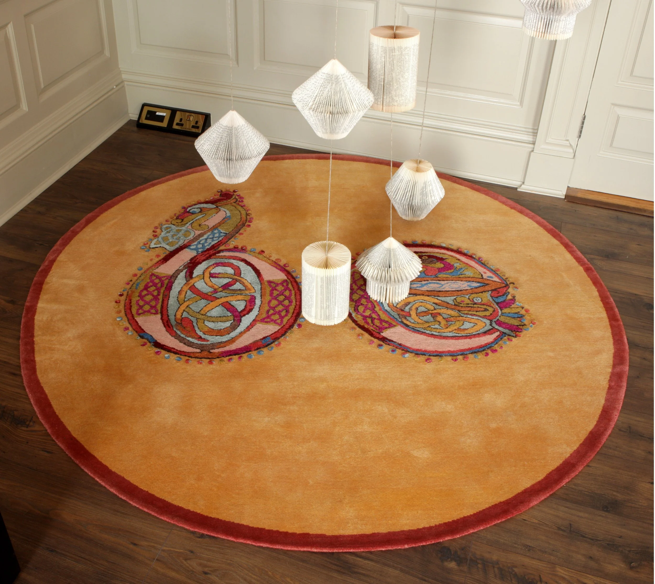'Be' rug, Nuala Goodman, orgiami sculptureby Uros Mihic