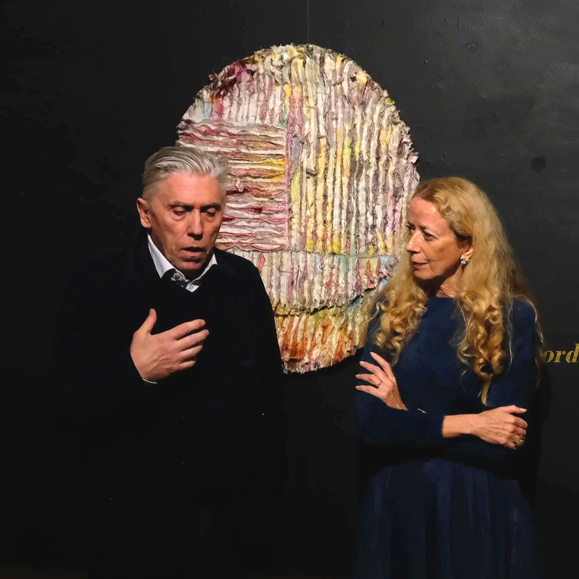 Artist Sean Shanahan and curator Susanna Gualazzini at opening of 'Wild Tapestries' 