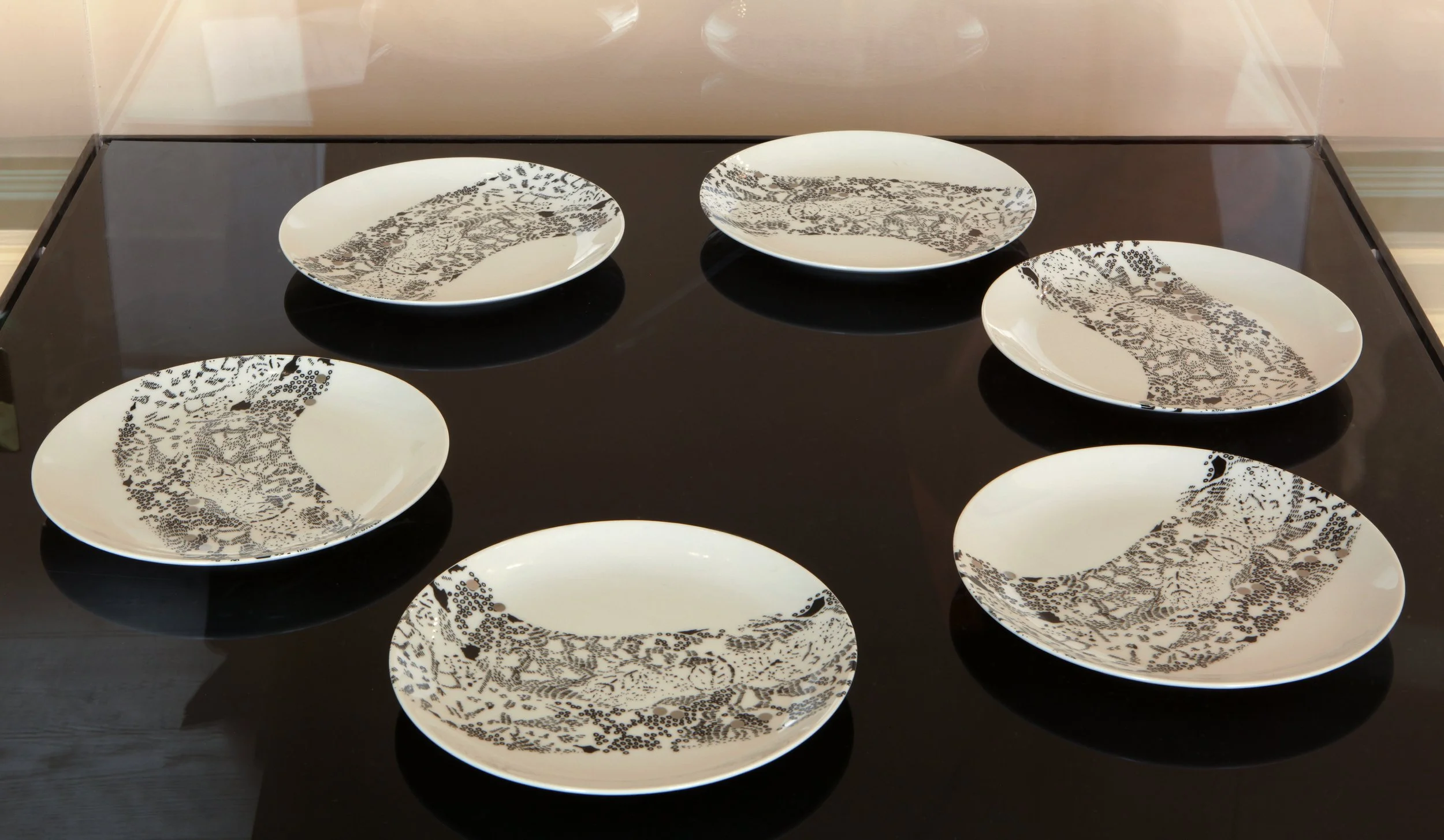 Vertical Garden porcelain plates, Nuala Goodman