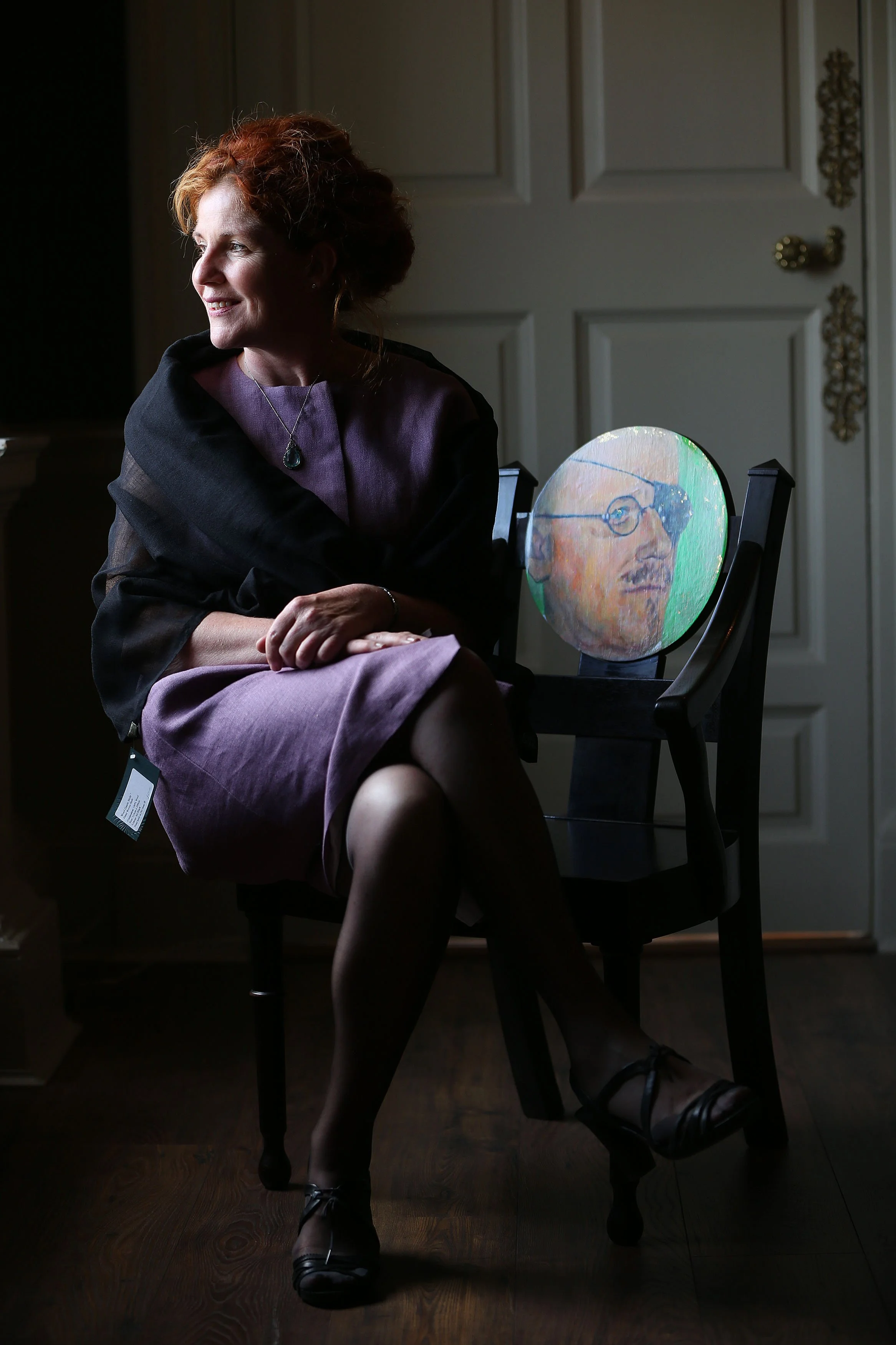Curator Nuala Goodman with James Joyce Irish Chair