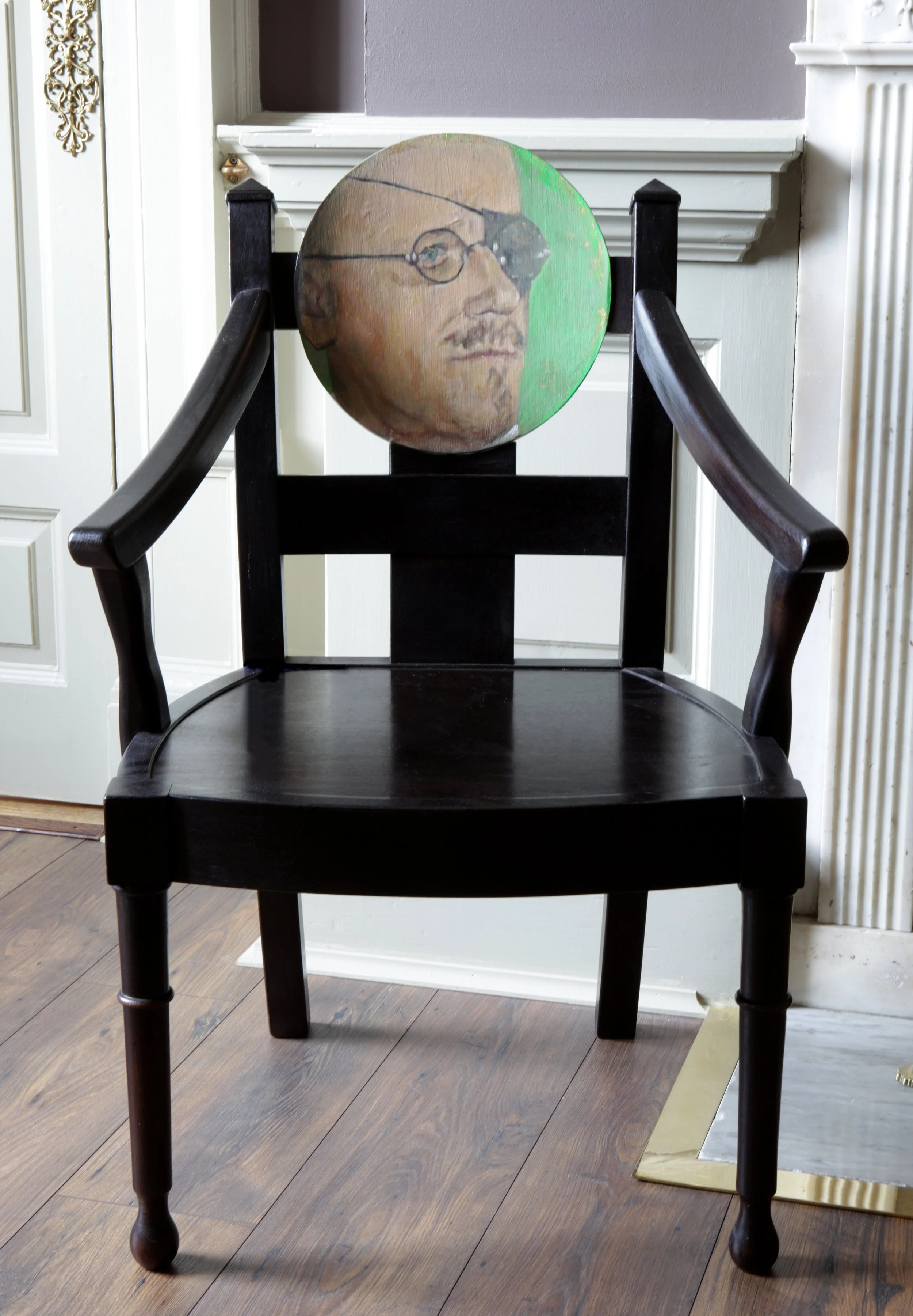The Irish chair with James Joyce, made by James Howett, painted by Nuala Goodman
