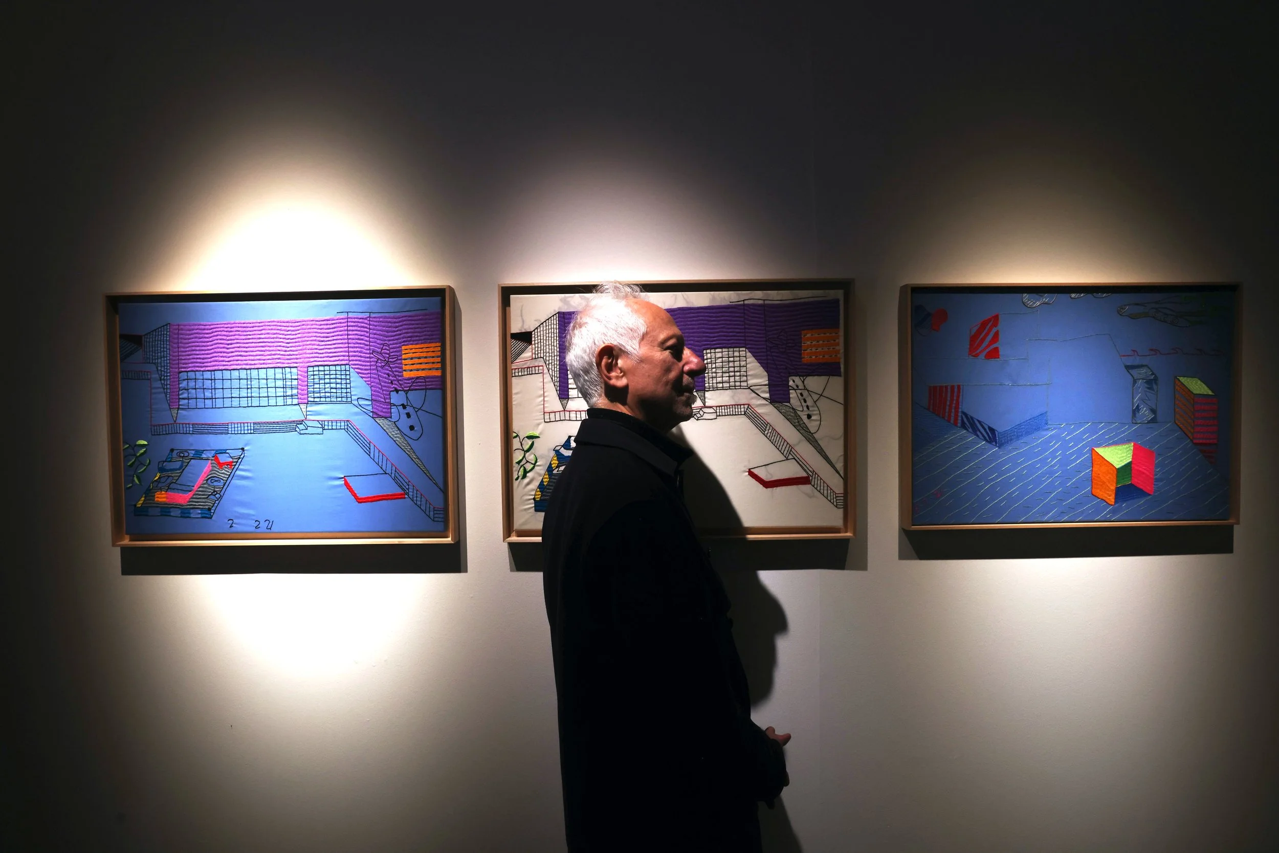 Beppe Caturegli with his embroidered architectures