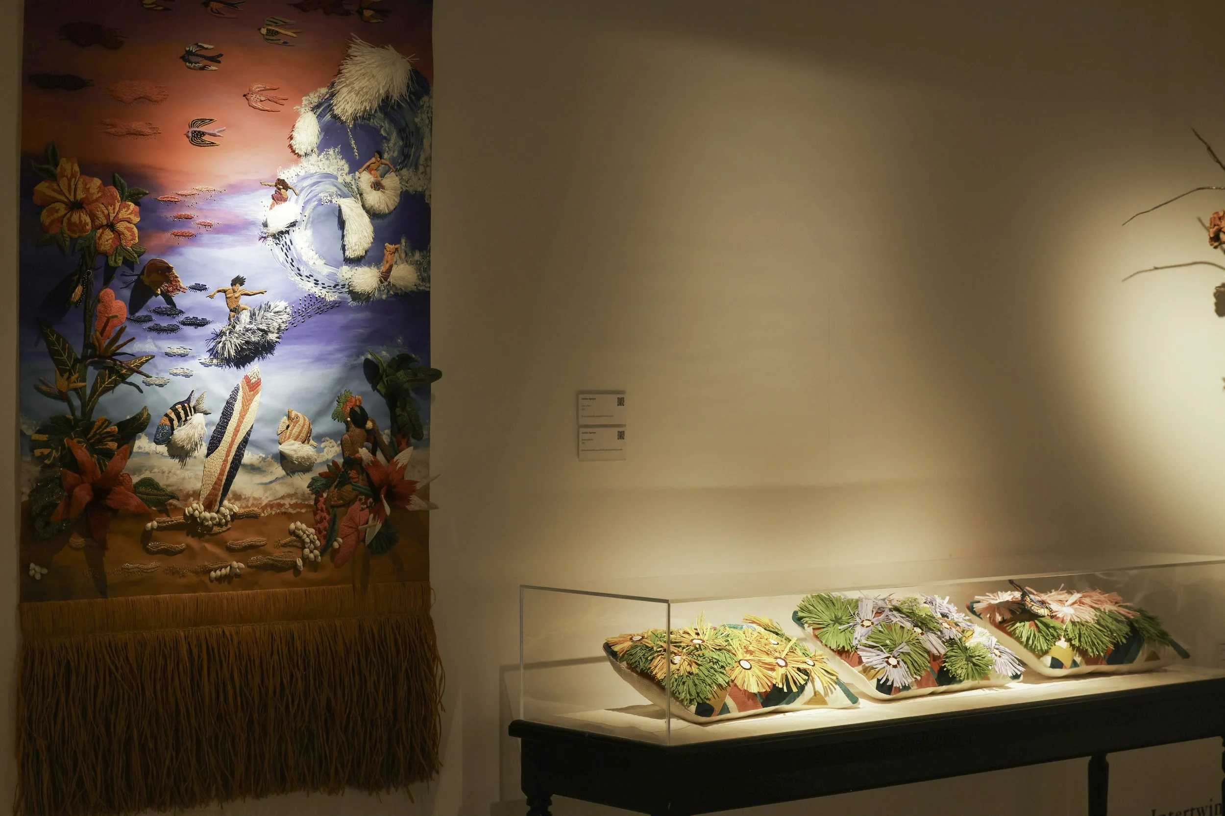 Sanchita Ajjampur, hanging and small works in mixed textile media