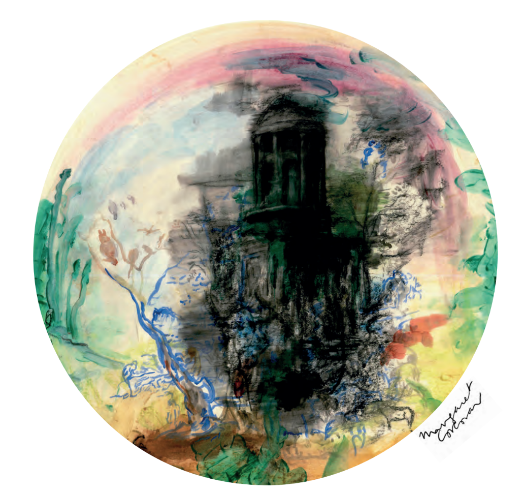 Margaret Corcoran "This piece has a post 9/11 apocalyptic return to Utopia. We are as humans, much better off celebrating each others cultures, than doing anything other than revelling in difference. It is appropriate that here in this Irish Utopian 