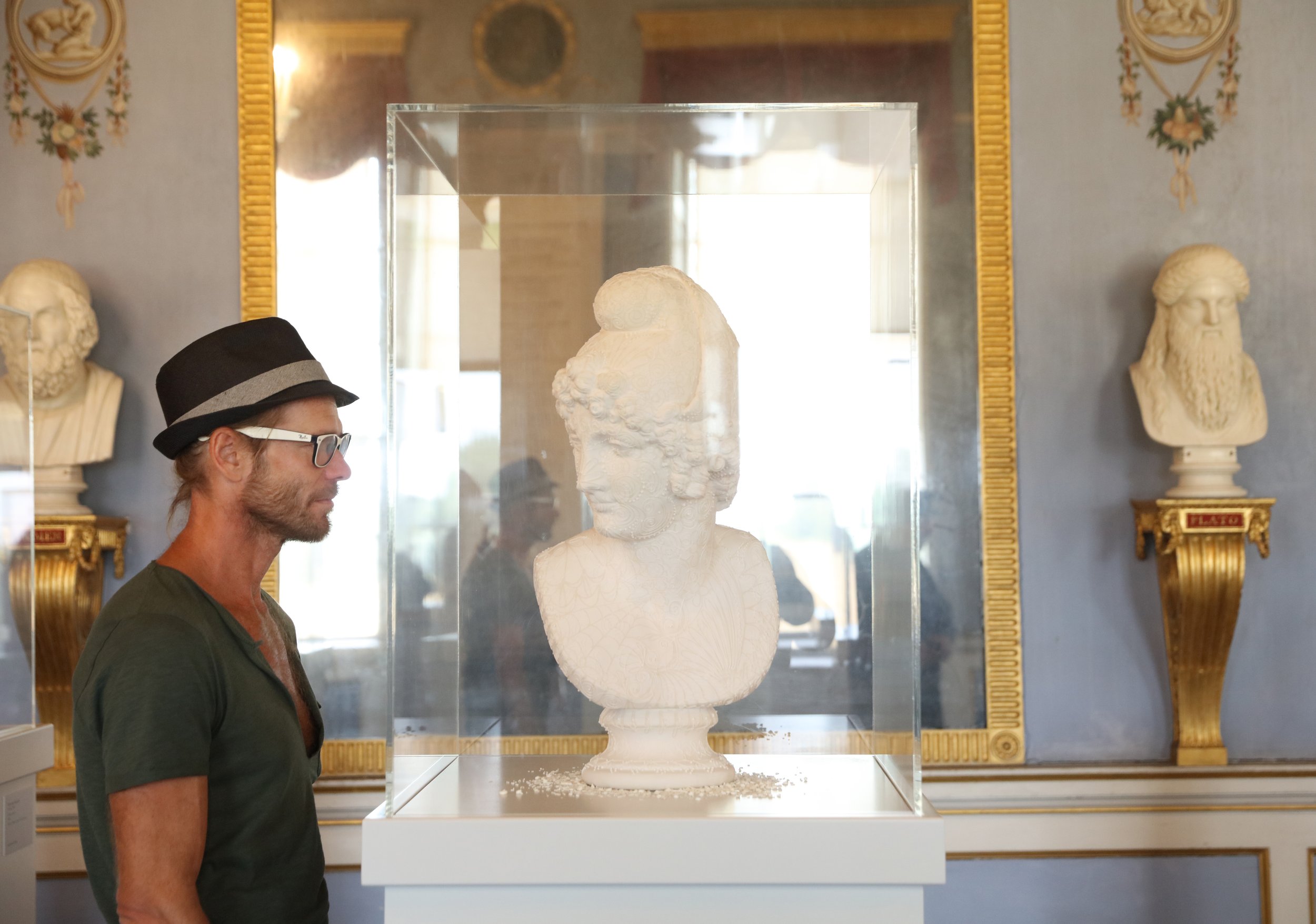 Marco Chiurato with his sculpture