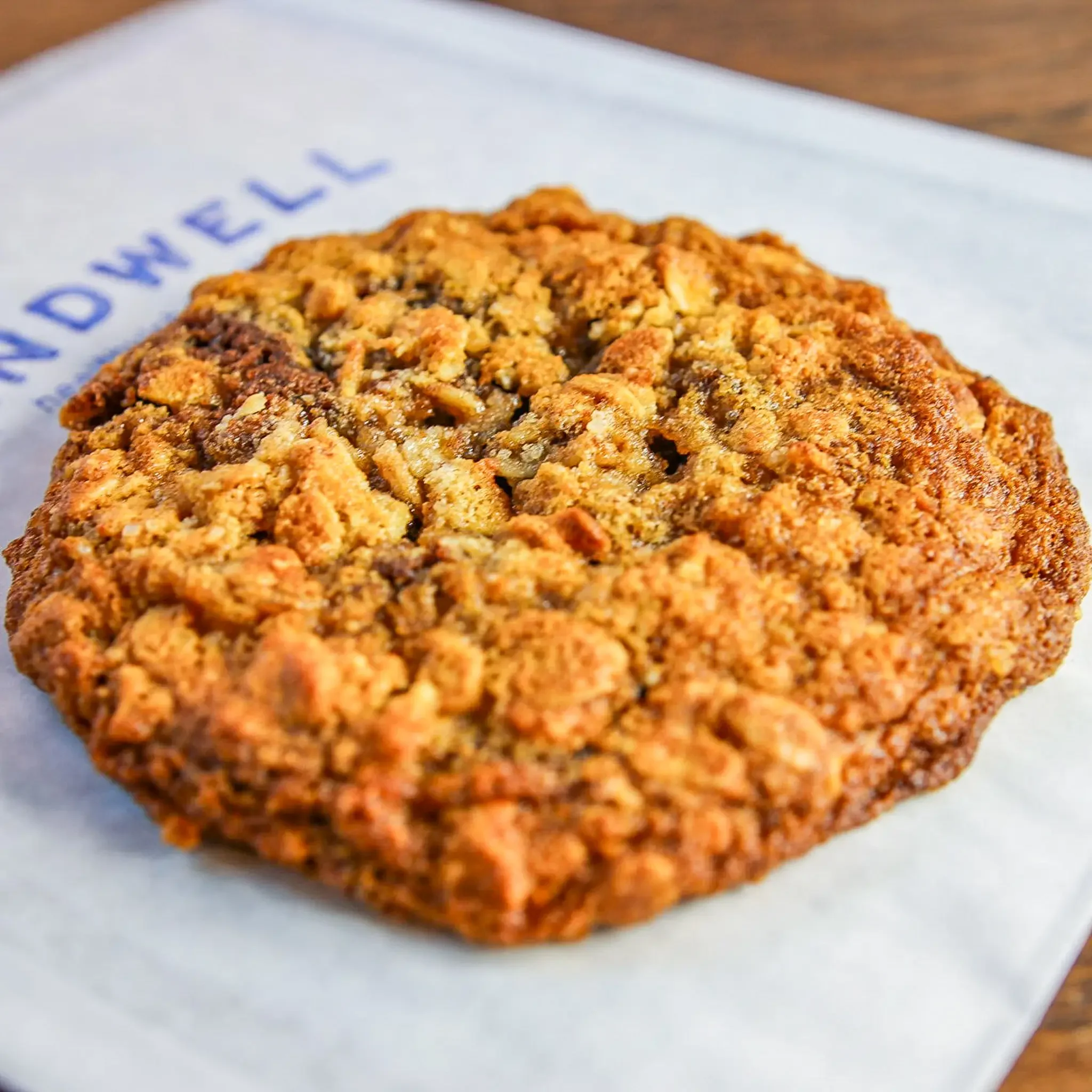 Sandwell's Oatmeal Chocolate Chip Cookie — baked fresh with rolled oats and chocolate chips, available at Sandwell sandwich shops in NYC