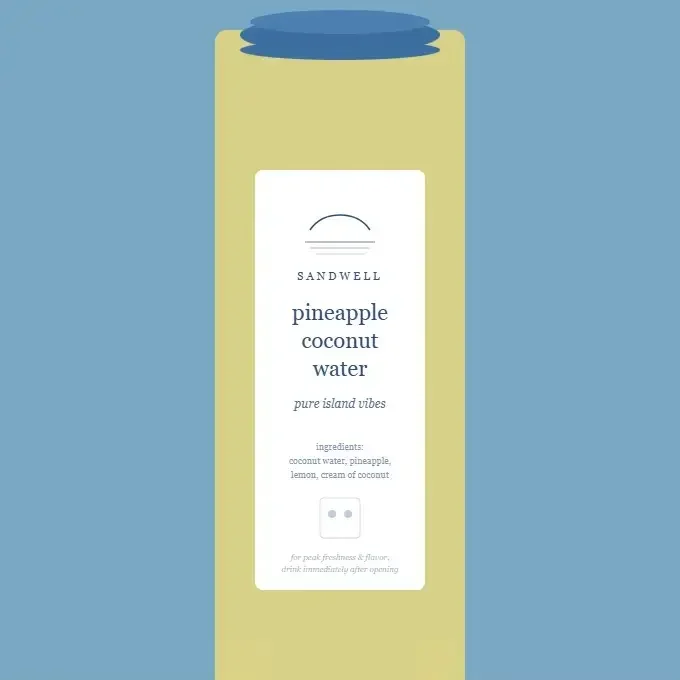 Sandwell's Pineapple Coconut Water — made with coconut water, pineapple, lemon, and cream of coconut, available at Sandwell sandwich shops in NYC