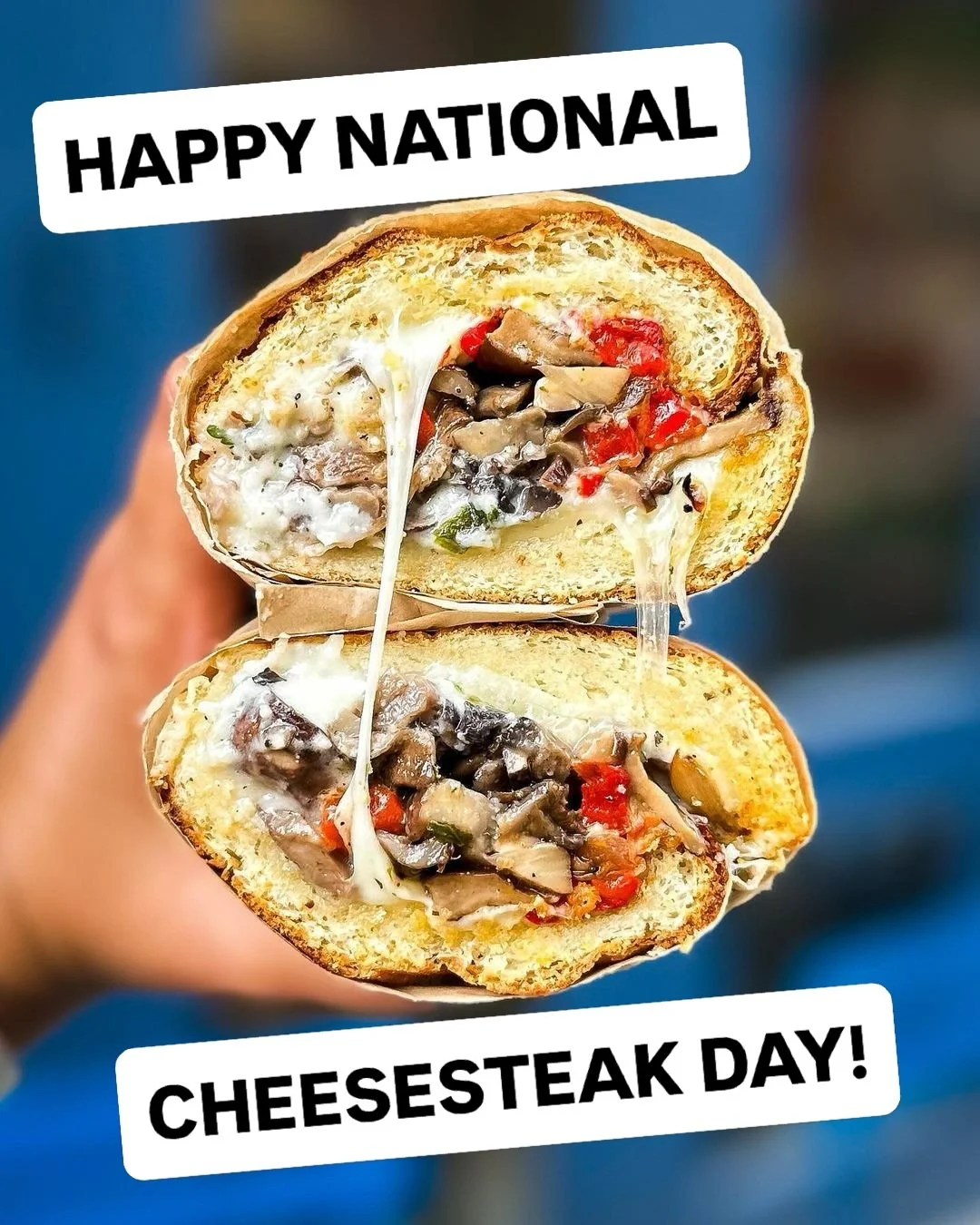 Cheesesteak Week > Shark Week 🧀🥖 Happy National Cheesesteak Day! We&rsquo;re observing by offering BOGO 50% OFF on cheesesteaks ALL. WEEK. LONG. 

Our signature Truffled Mushroom Cheese&rdquo;steak&rdquo; with no meat, all aura. Our secret menu 