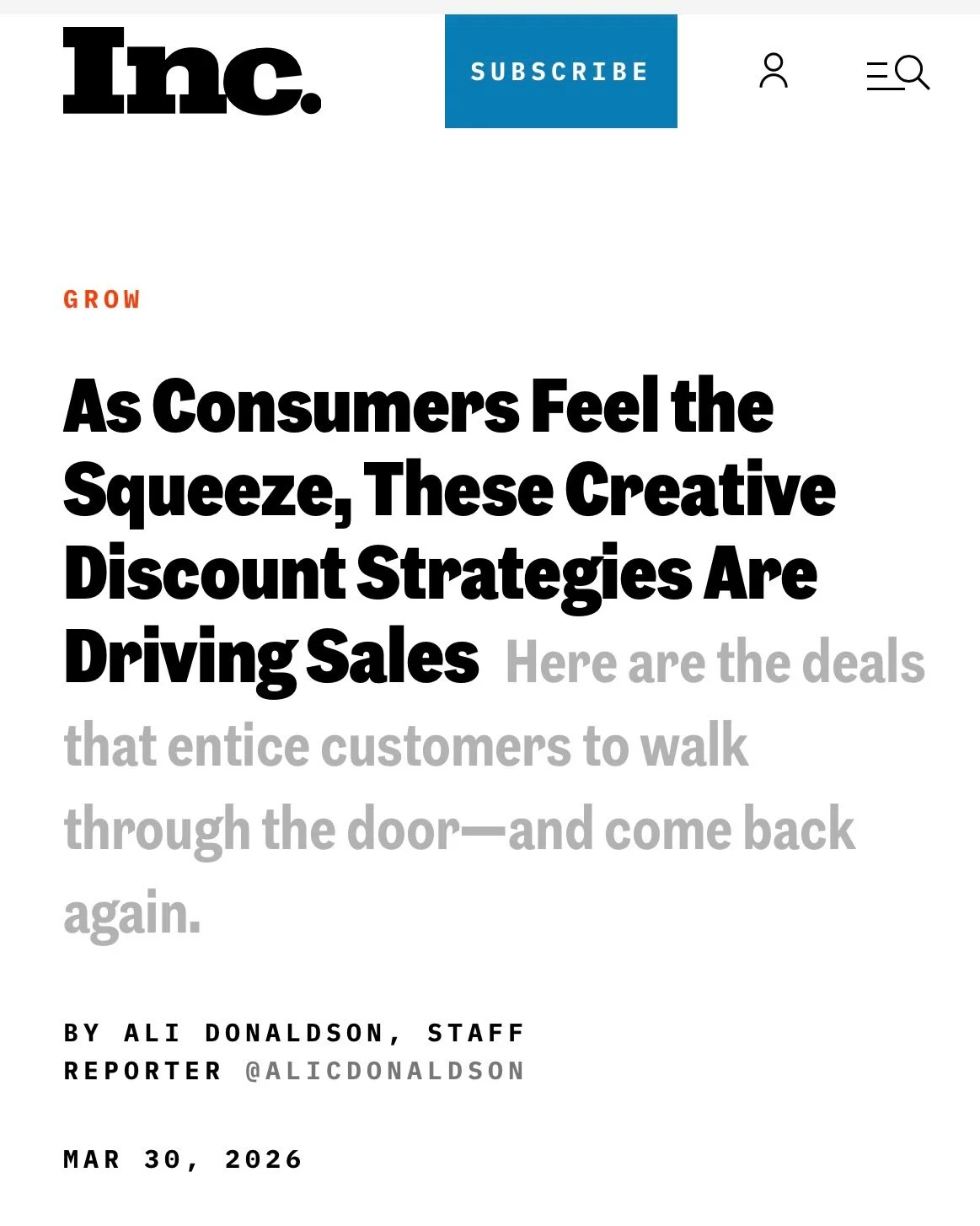 Our happy hour @getsandwell just got written up in @incmagazine !! Flip a coin at the register. Win, and your whole order is 50% off. That&rsquo;s it. 

We&rsquo;re honored to be featured as one of the most creative discounts in the game right now, e
