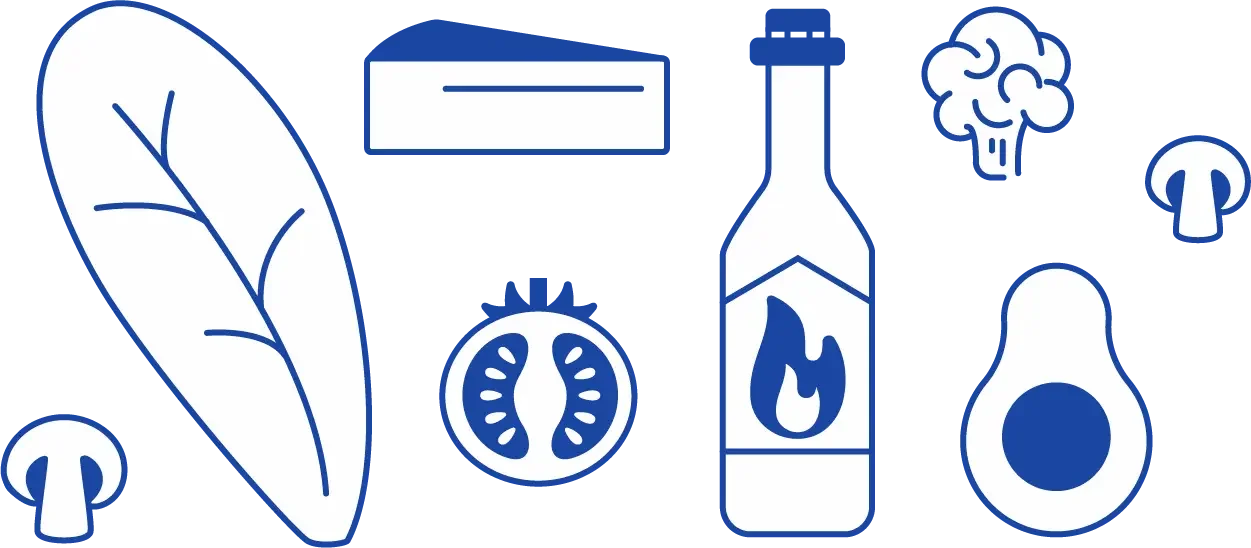 line drawings of ingredients used at Sandwell, the best sandwich shop in New York City with healthy and better for you sandwiches