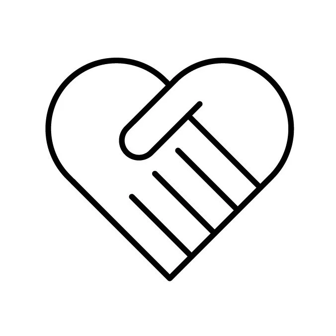 Outline of two hands forming a heart shape