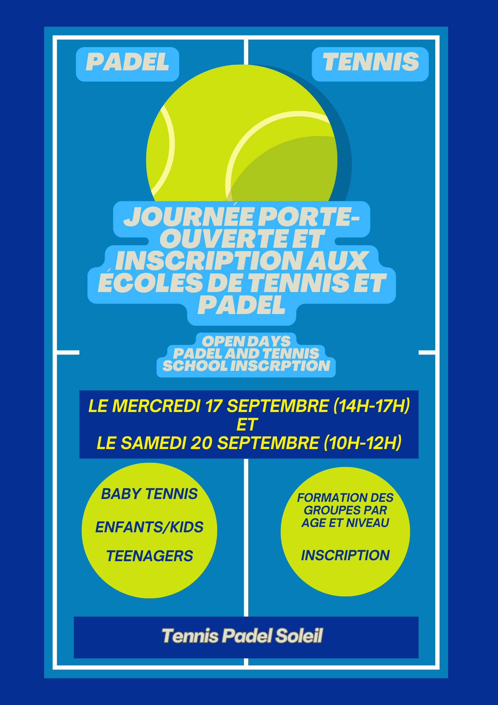 Journée porte Ouverte école de Padel et Tennis