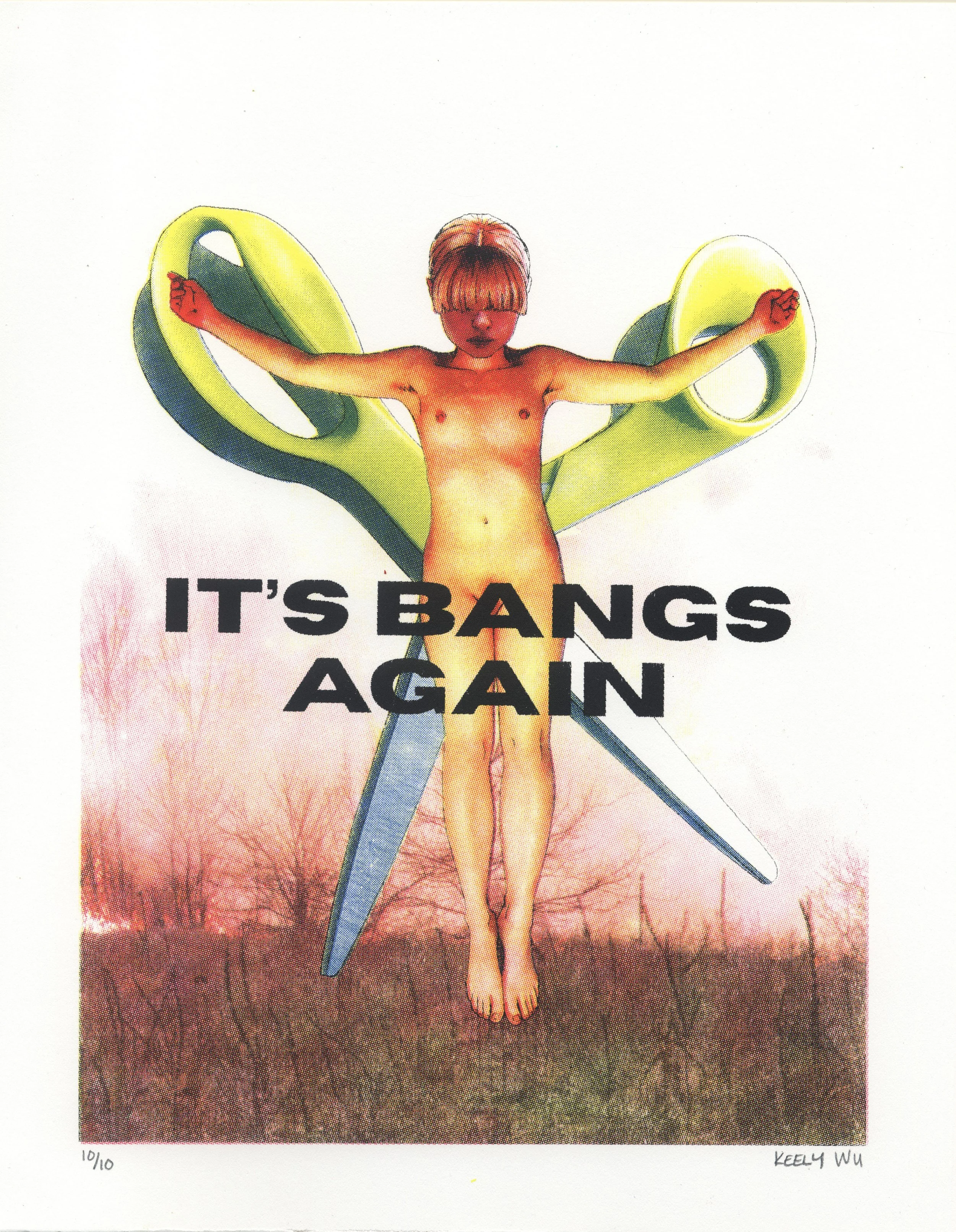 It's Bangs Again, Screenprint on Stonehenge, 11x14", 2026