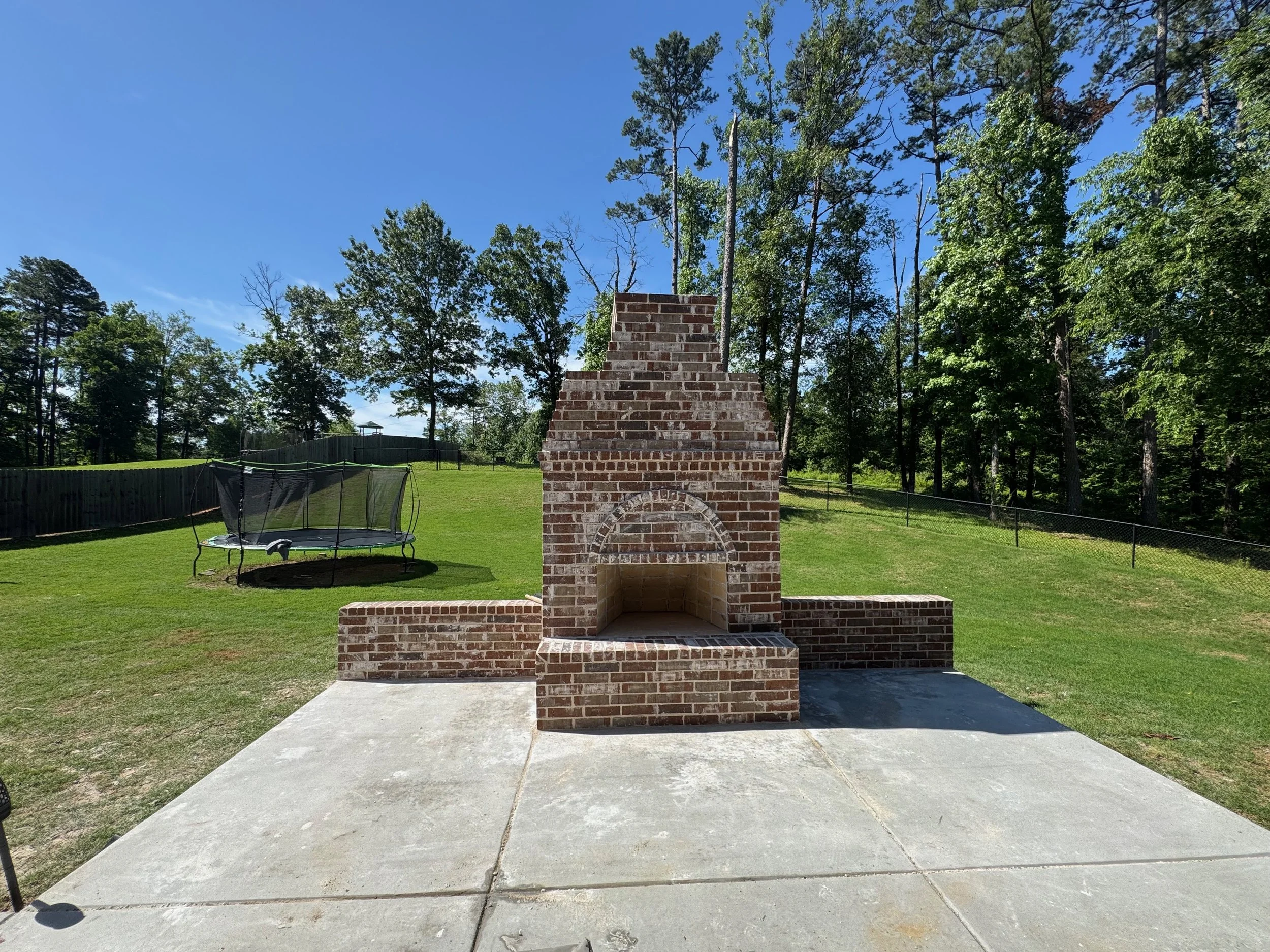 Freestanding Brick Fireplace, With Concrete Patio Extension