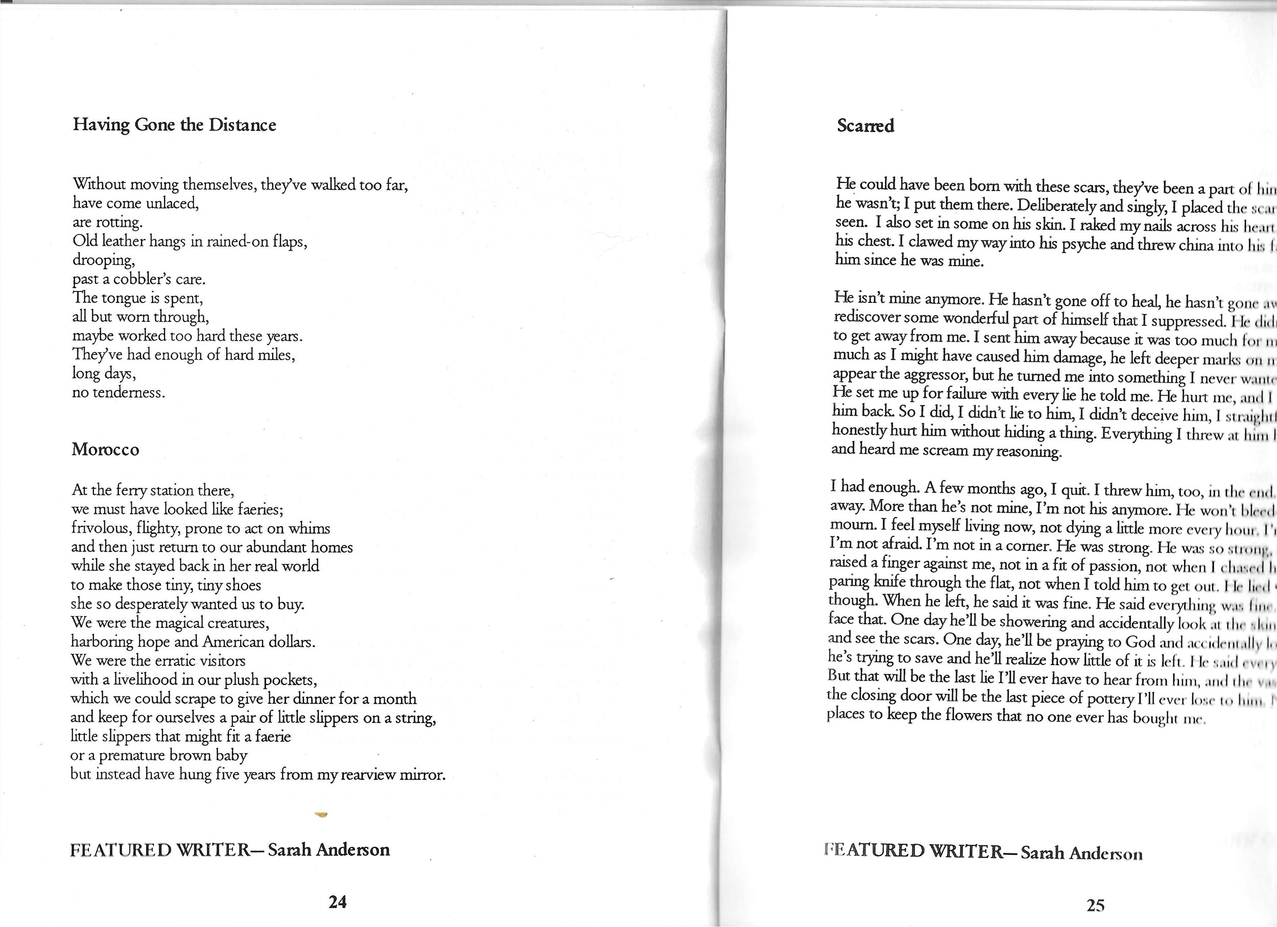 Featured Writer: Sarah Anderson poetry