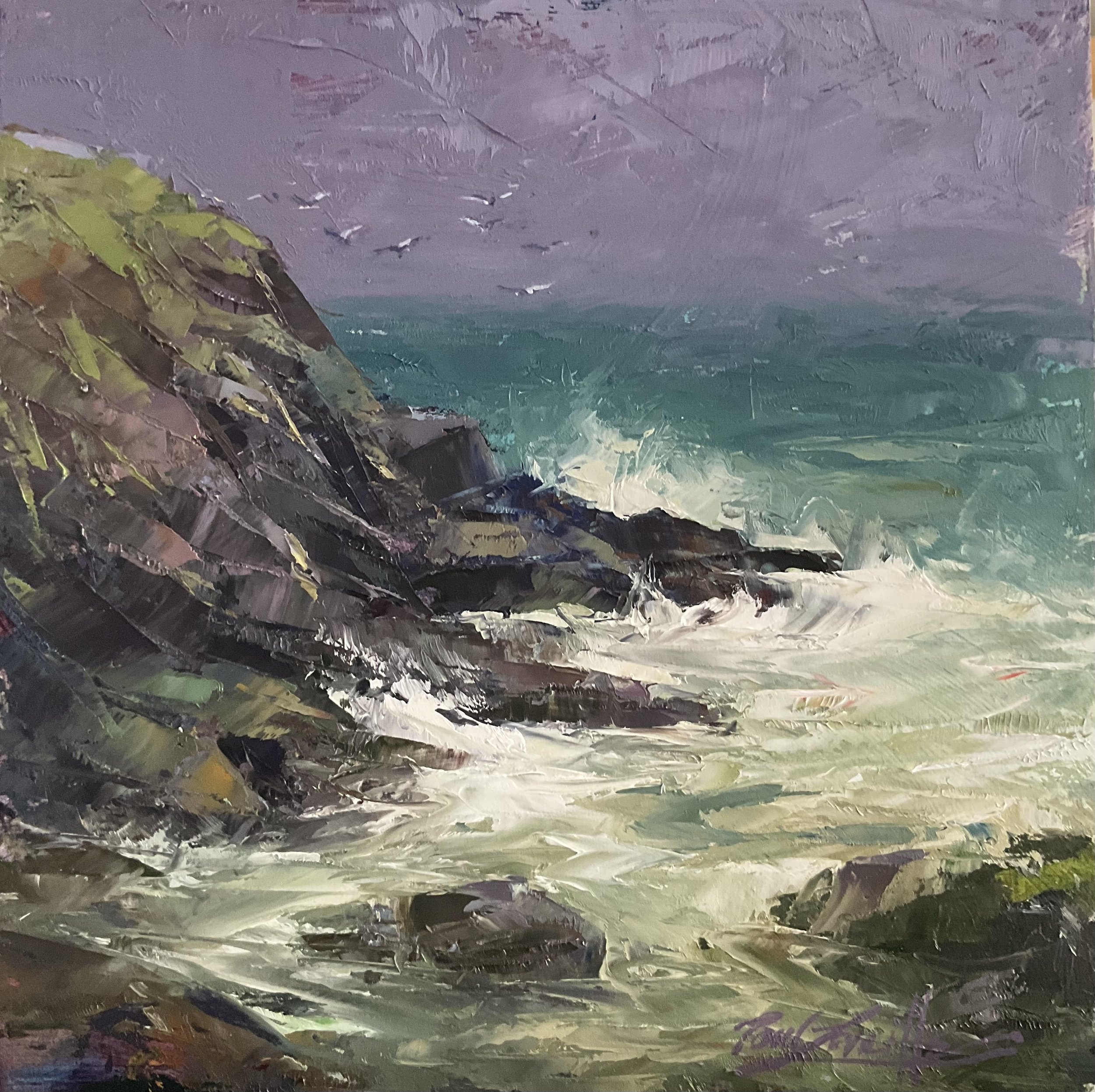 NOVEMBER SURF, Oil, 8x8