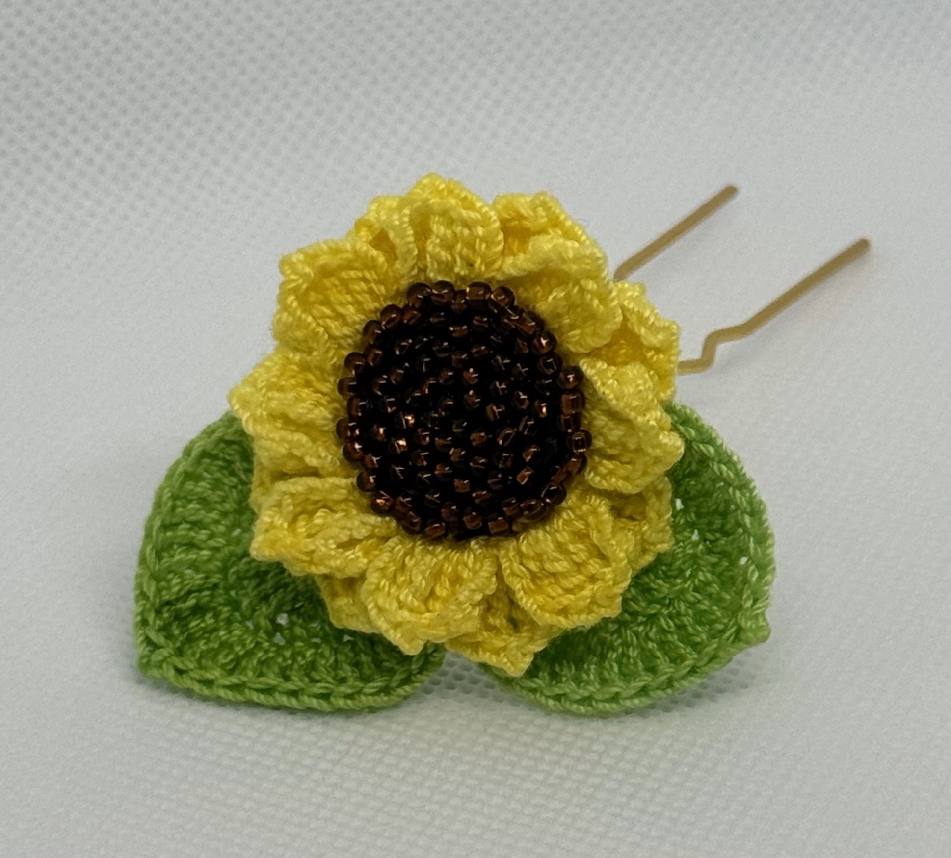 Beaded Sunflower Hair Stick