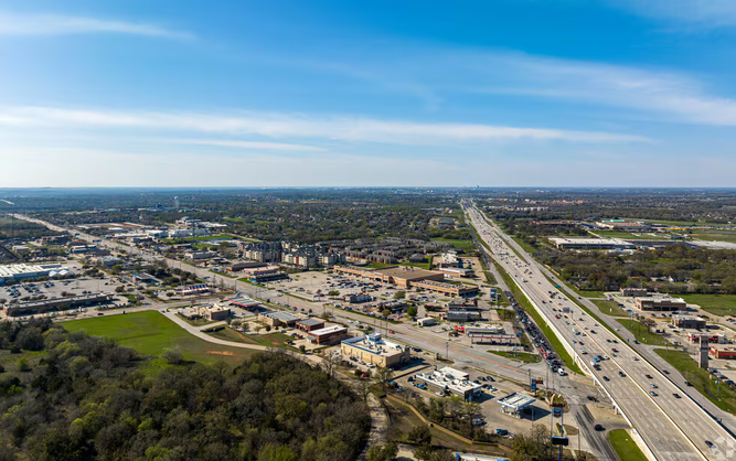 Overhead view of Corinth, TX next to I-35