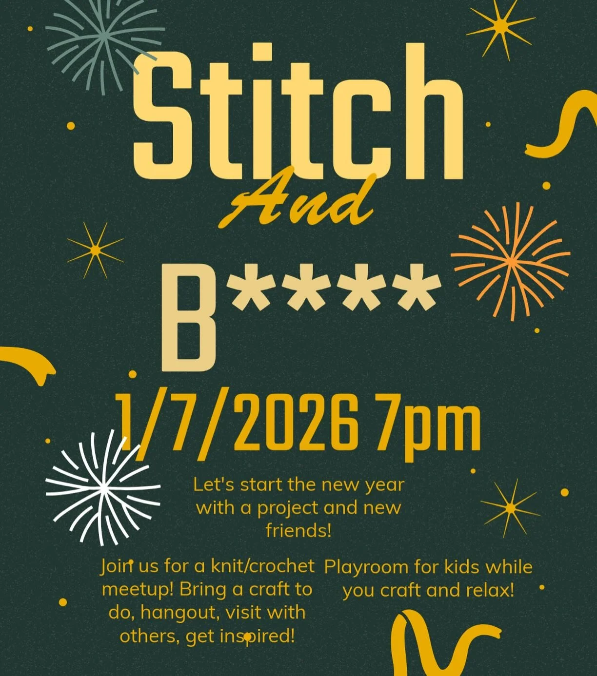 Mark your calendars and meet up with me for our first stitch and #%^*+ meetup, Wednesday January 7th, 2026! I&rsquo;m excited to start the new year accomplishing some knitting goals and get to know other crafters in the area!

Looking for a project? 