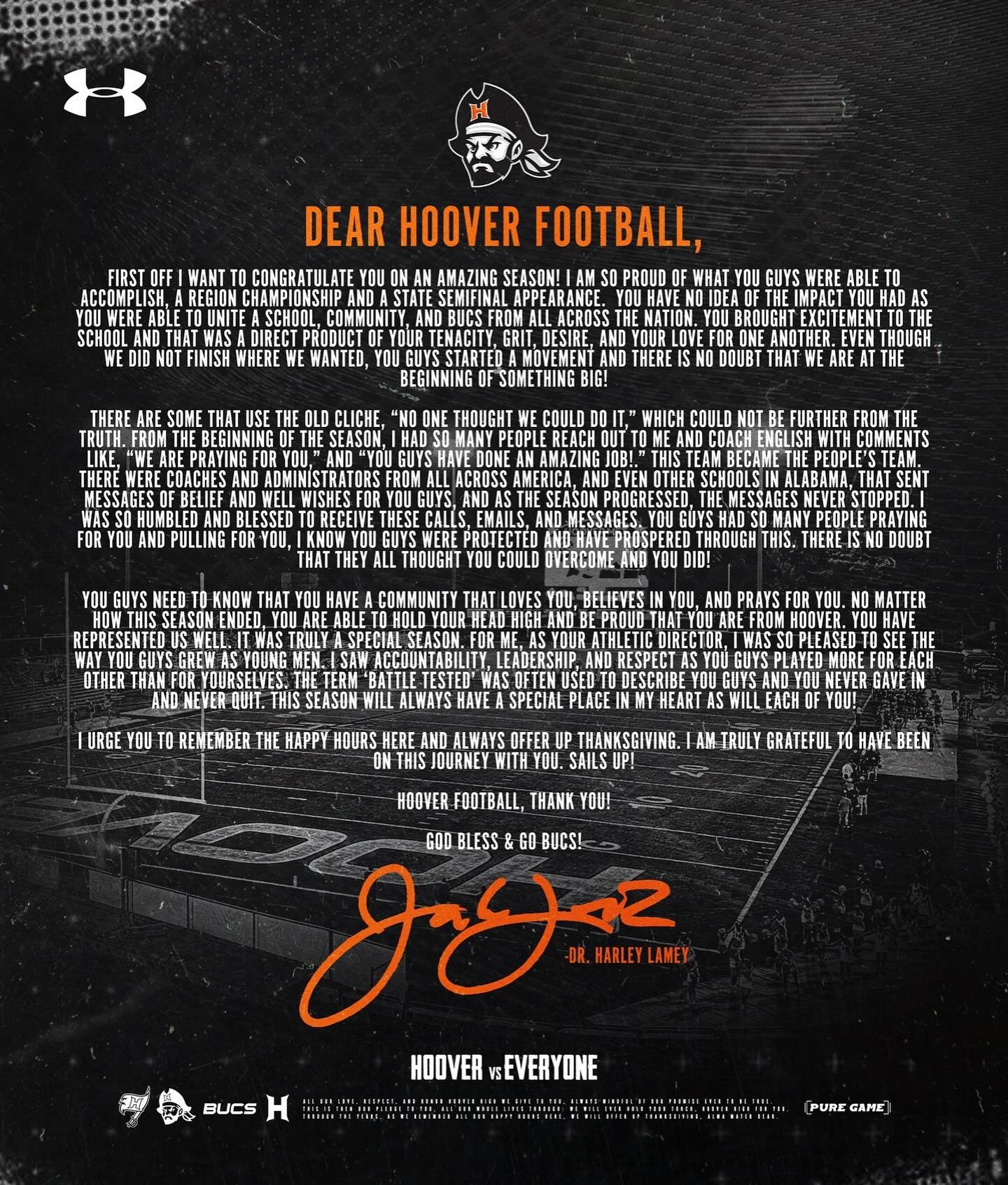 A message for @hooverfootball