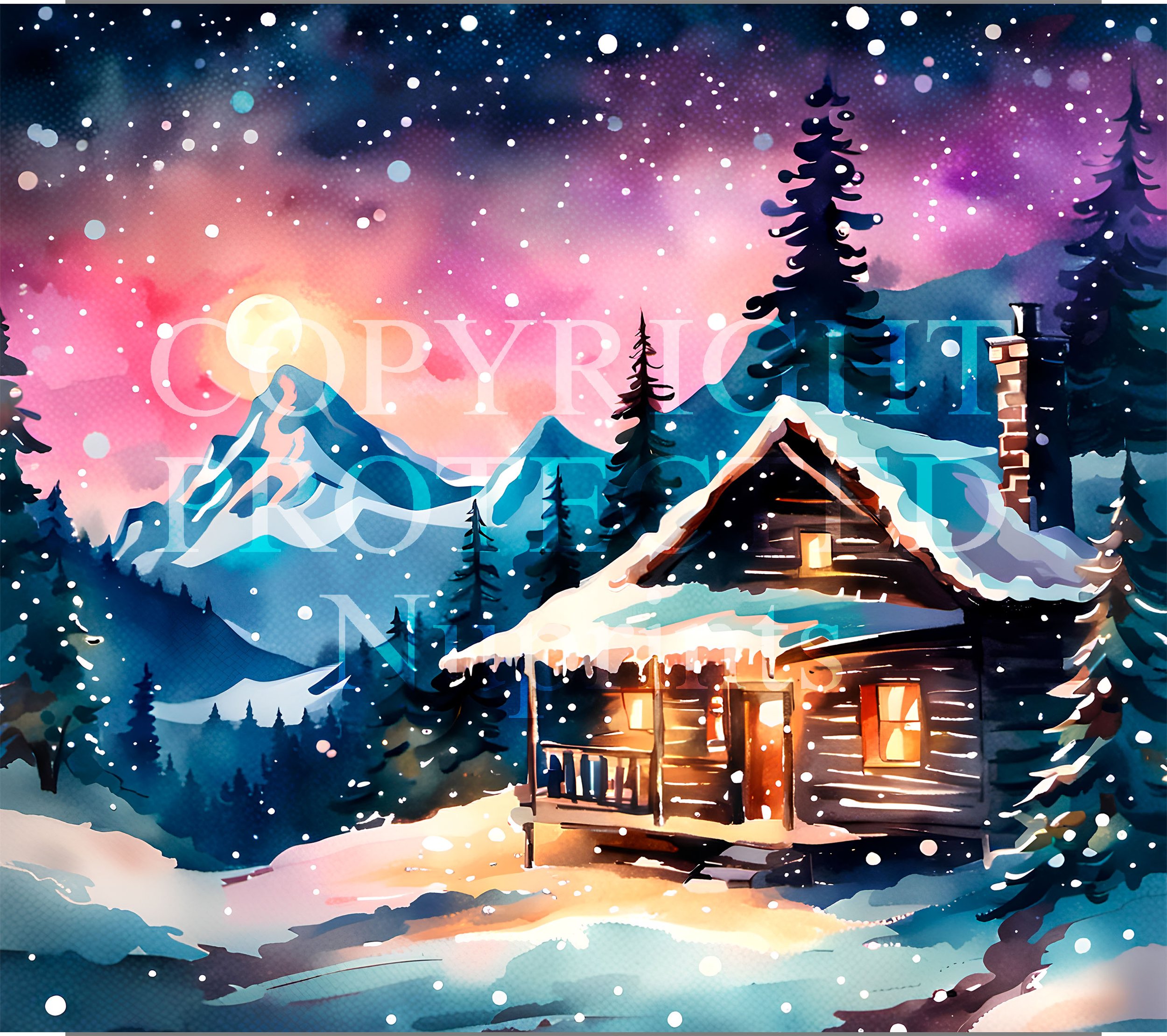 Paint by number Christmas cabin - NuPrints